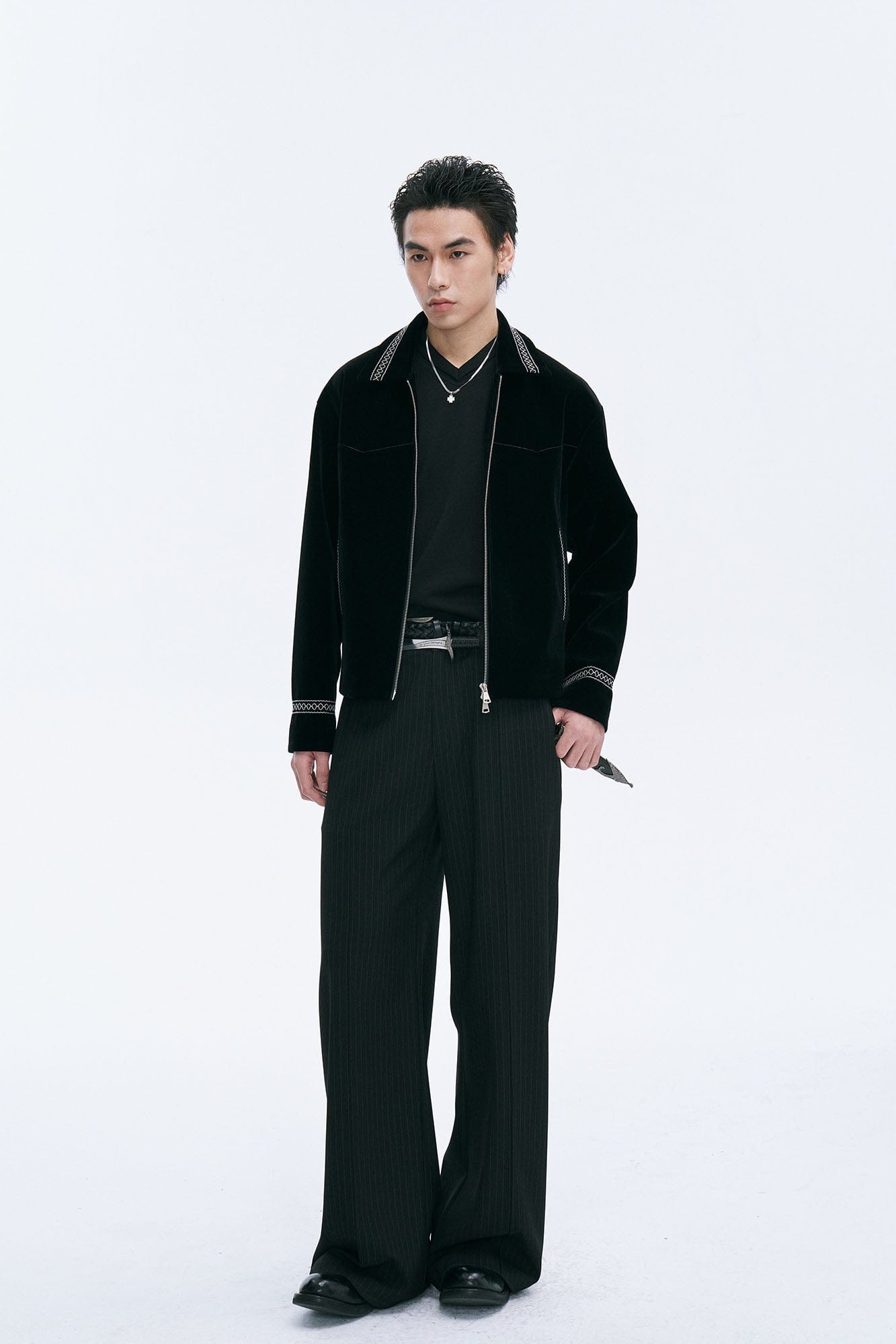 CATSSTAC Velvet Embroidered Trim Jacket, premium urban and streetwear designers apparel on PROJECTISR.com, CATSSTAC