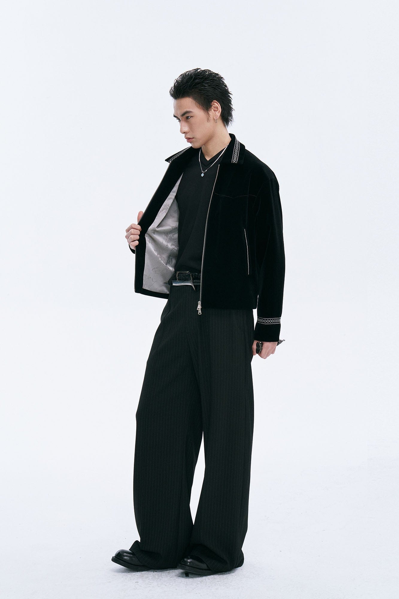 CATSSTAC Velvet Embroidered Trim Jacket, premium urban and streetwear designers apparel on PROJECTISR.com, CATSSTAC