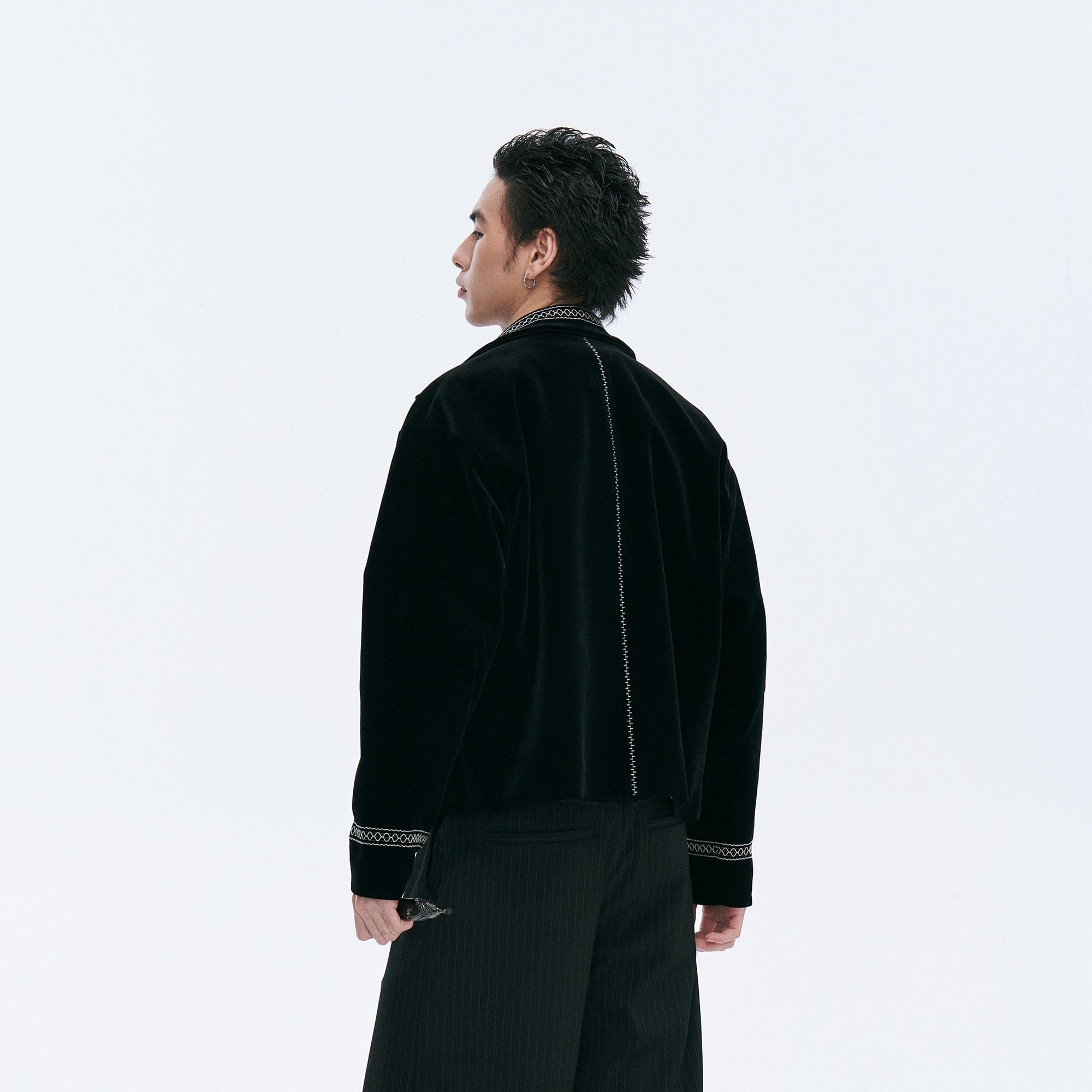 CATSSTAC Velvet Embroidered Trim Jacket, premium urban and streetwear designers apparel on PROJECTISR.com, CATSSTAC