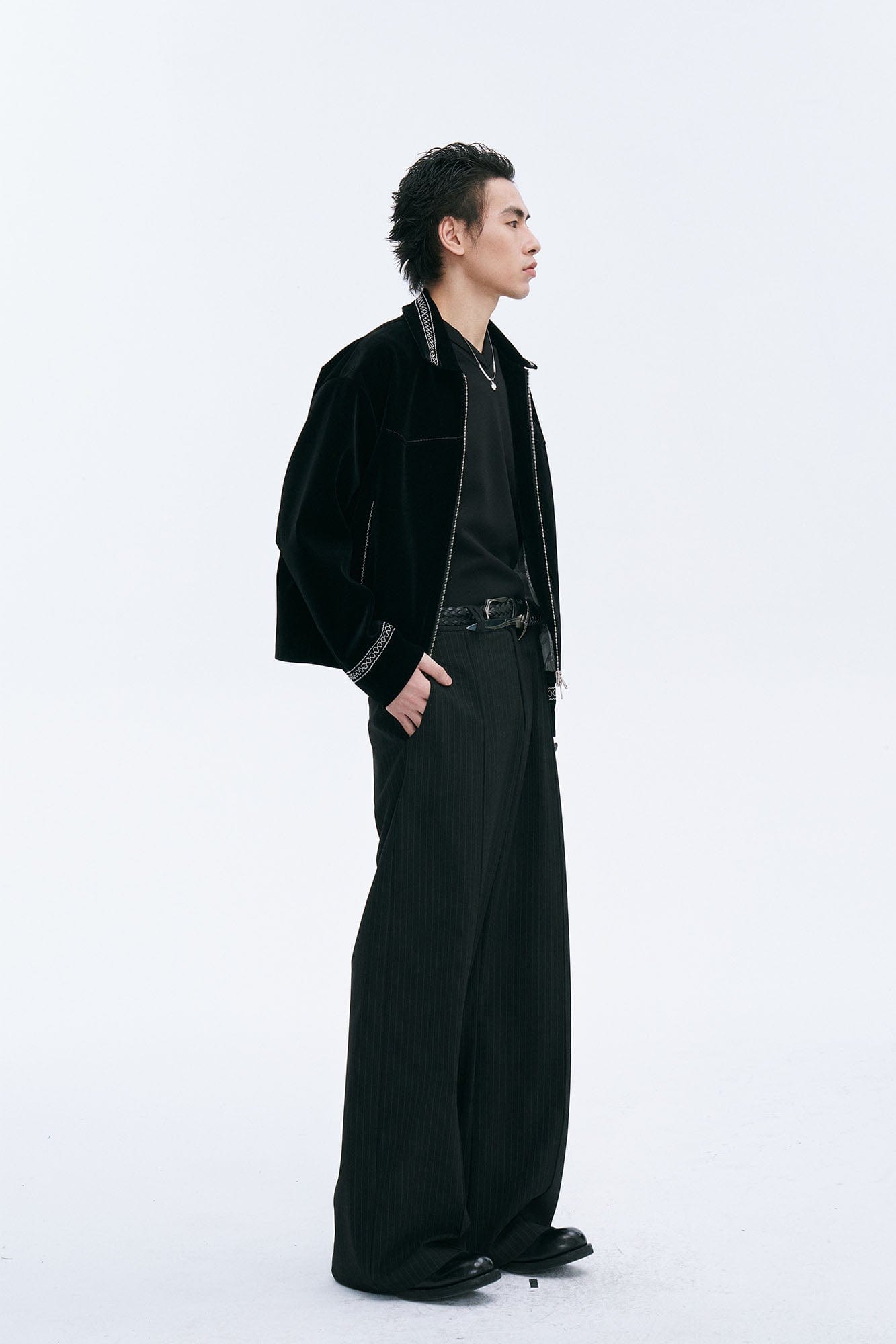 CATSSTAC Velvet Embroidered Trim Jacket, premium urban and streetwear designers apparel on PROJECTISR.com, CATSSTAC