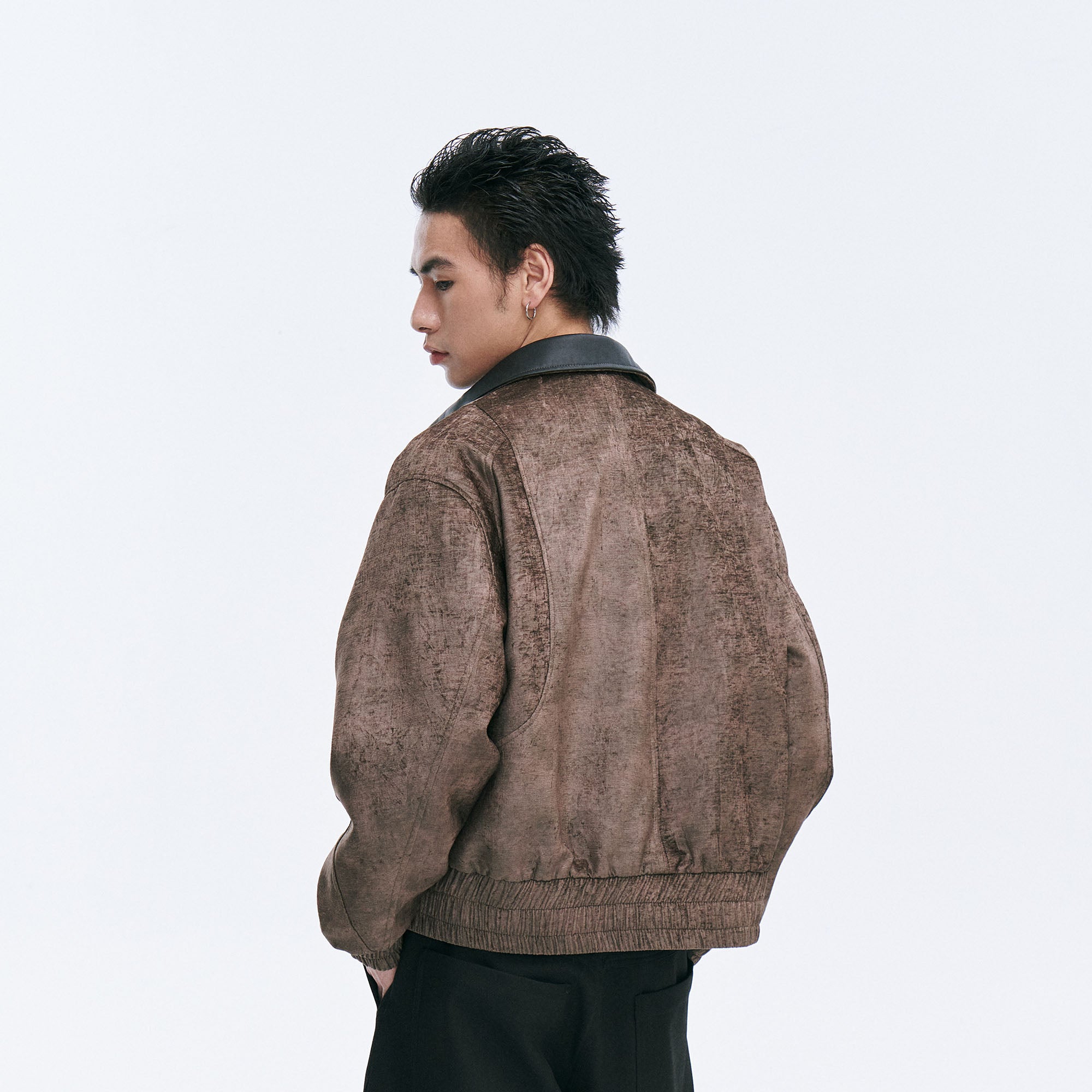 CATSSTAC Velvet Leather-Collar Elastic Jacket, premium urban and streetwear designers apparel on PROJECTISR.com, CATSSTAC