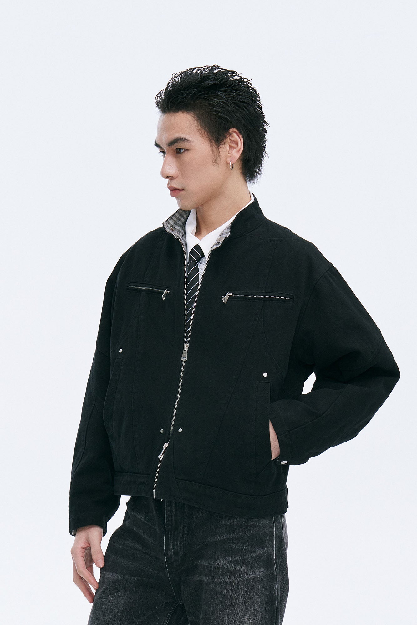 CATSSTAC Check-Lined Harrington Jacket, premium urban and streetwear designers apparel on PROJECTISR.com, CATSSTAC