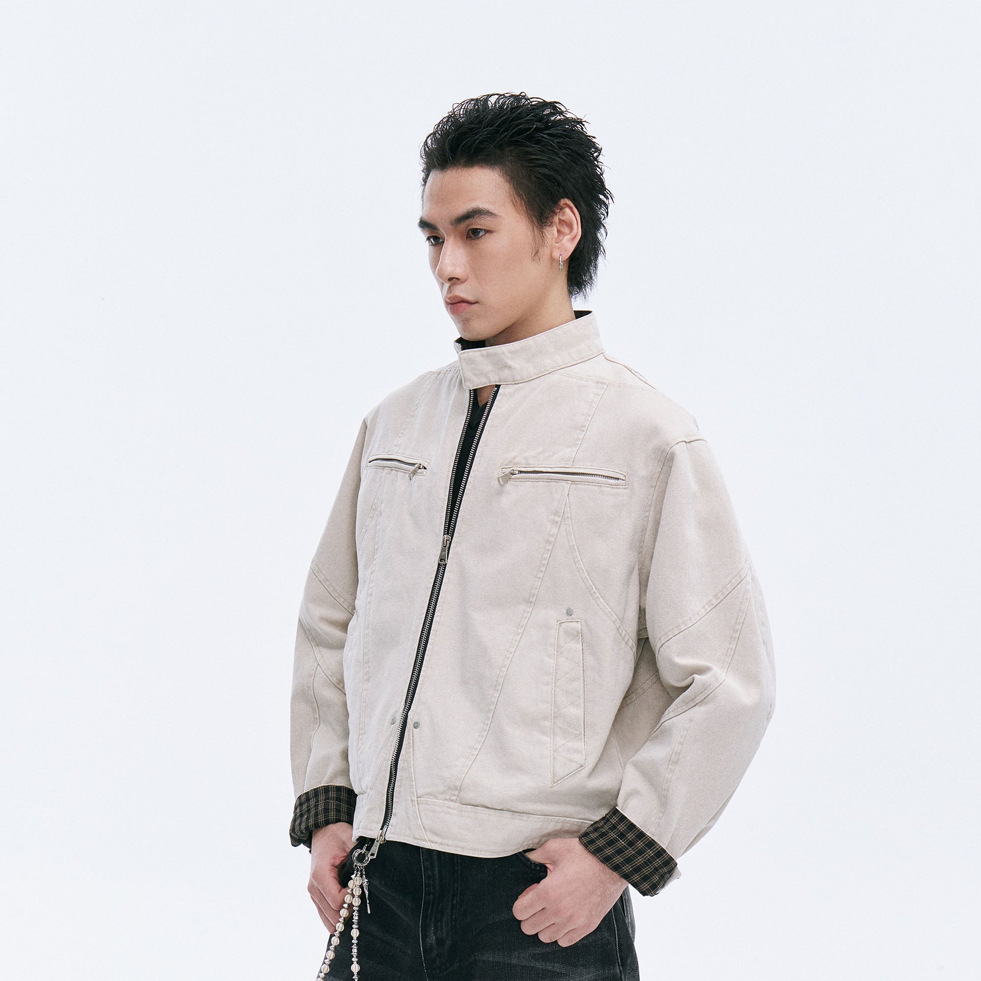 CATSSTAC Check-Lined Harrington Jacket, premium urban and streetwear designers apparel on PROJECTISR.com, CATSSTAC