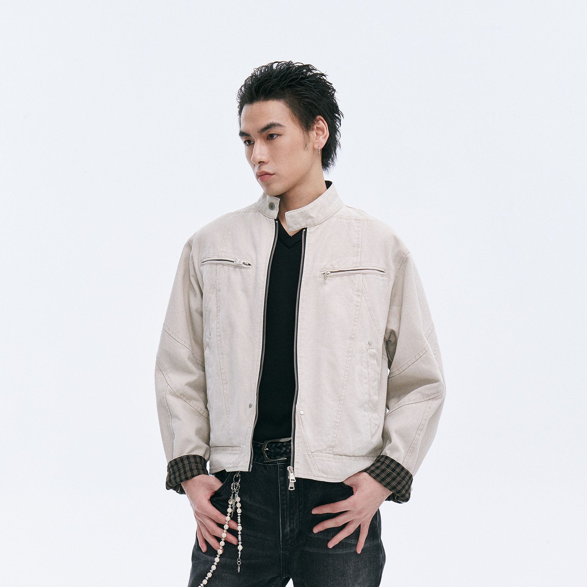 CATSSTAC Check-Lined Harrington Jacket, premium urban and streetwear designers apparel on PROJECTISR.com, CATSSTAC
