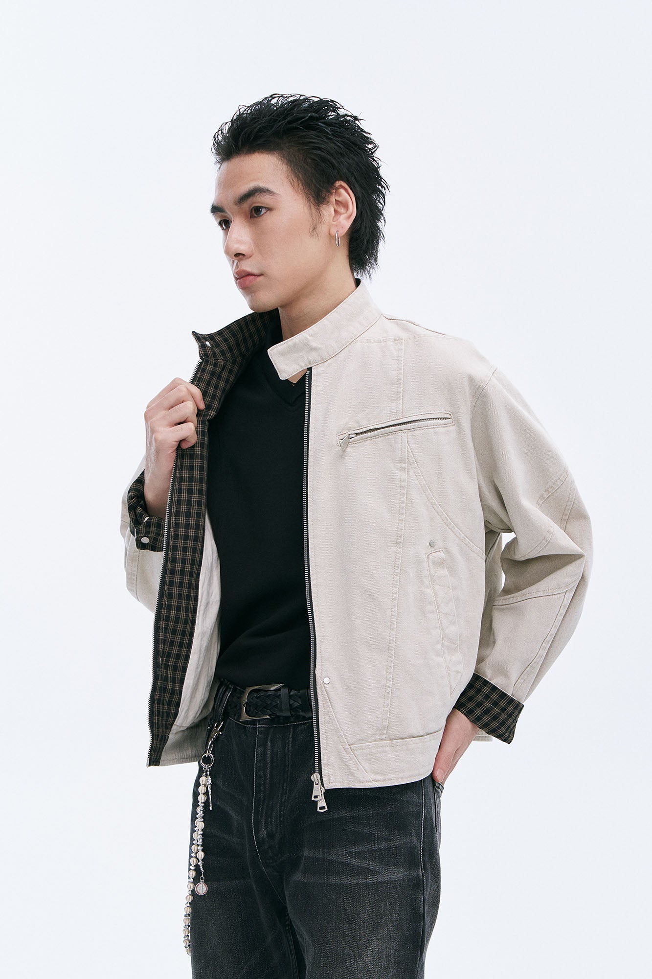 CATSSTAC Check-Lined Harrington Jacket, premium urban and streetwear designers apparel on PROJECTISR.com, CATSSTAC