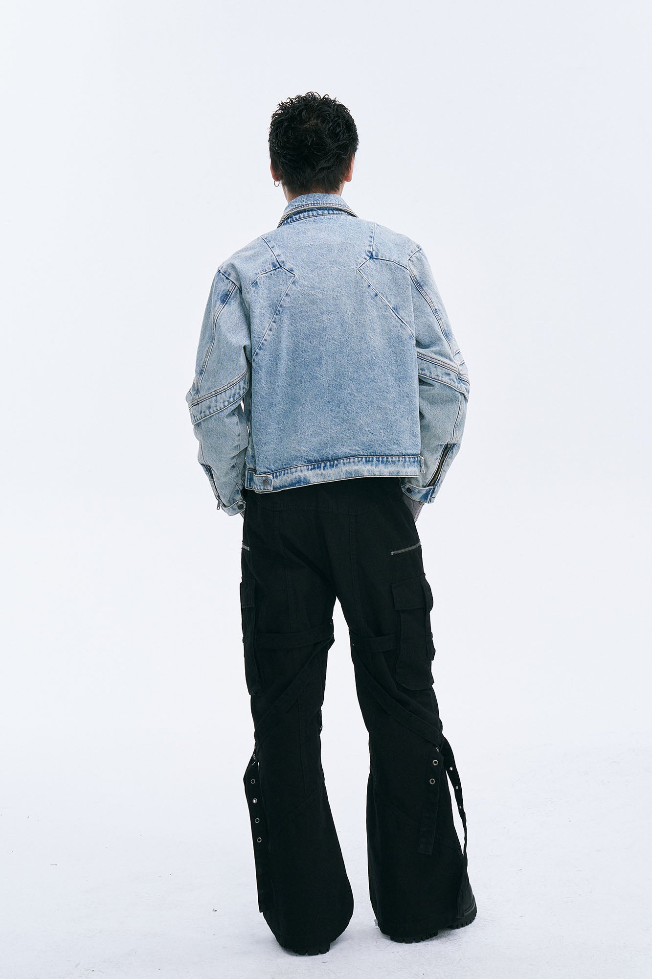 CATSSTAC Washed Paneled Seam Denim Jacket, premium urban and streetwear designers apparel on PROJECTISR.com, CATSSTAC