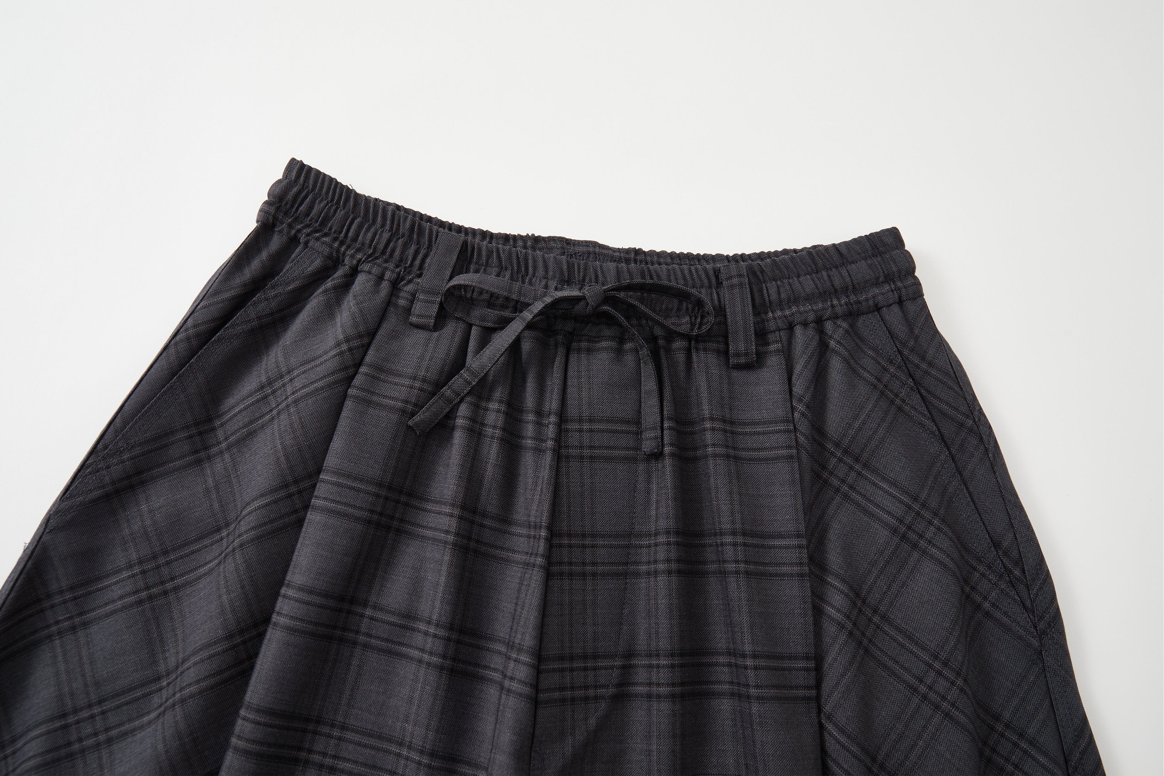 OPICLOTH Retro Paneled Plaid Drawstring Oversized Pants, premium urban and streetwear designers apparel on PROJECTISR.com, OPICLOTH