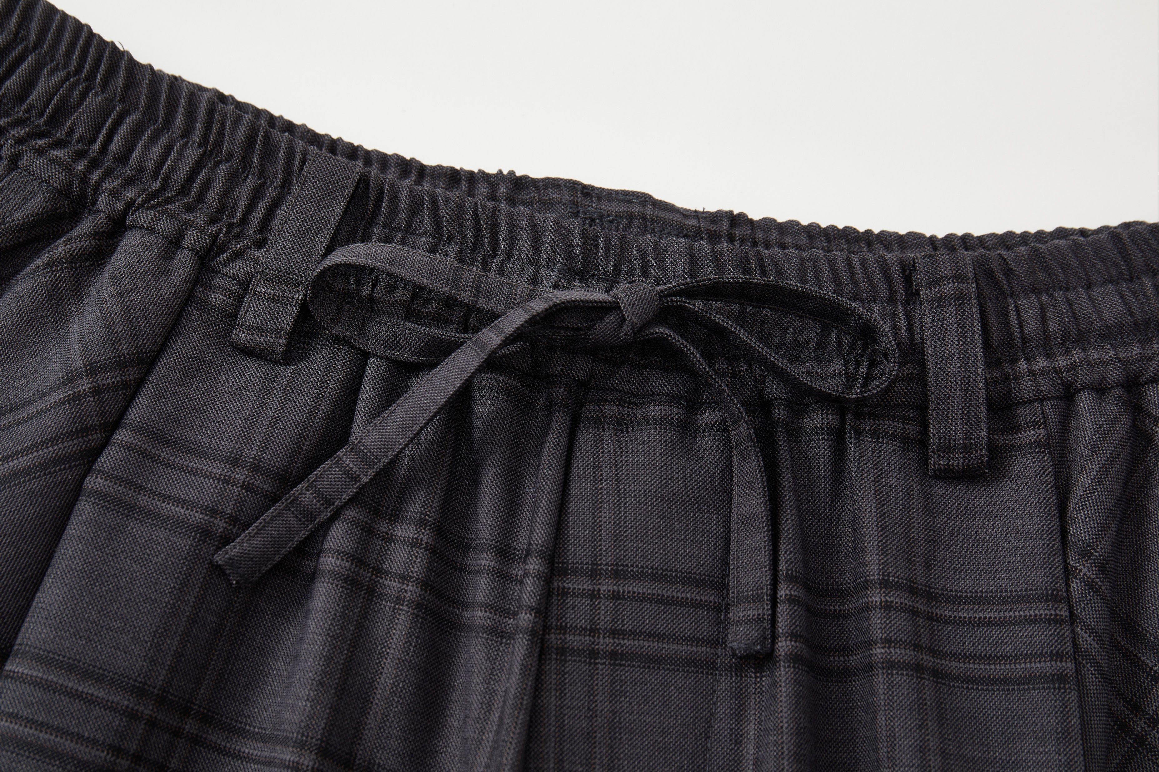 OPICLOTH Retro Paneled Plaid Drawstring Oversized Pants, premium urban and streetwear designers apparel on PROJECTISR.com, OPICLOTH