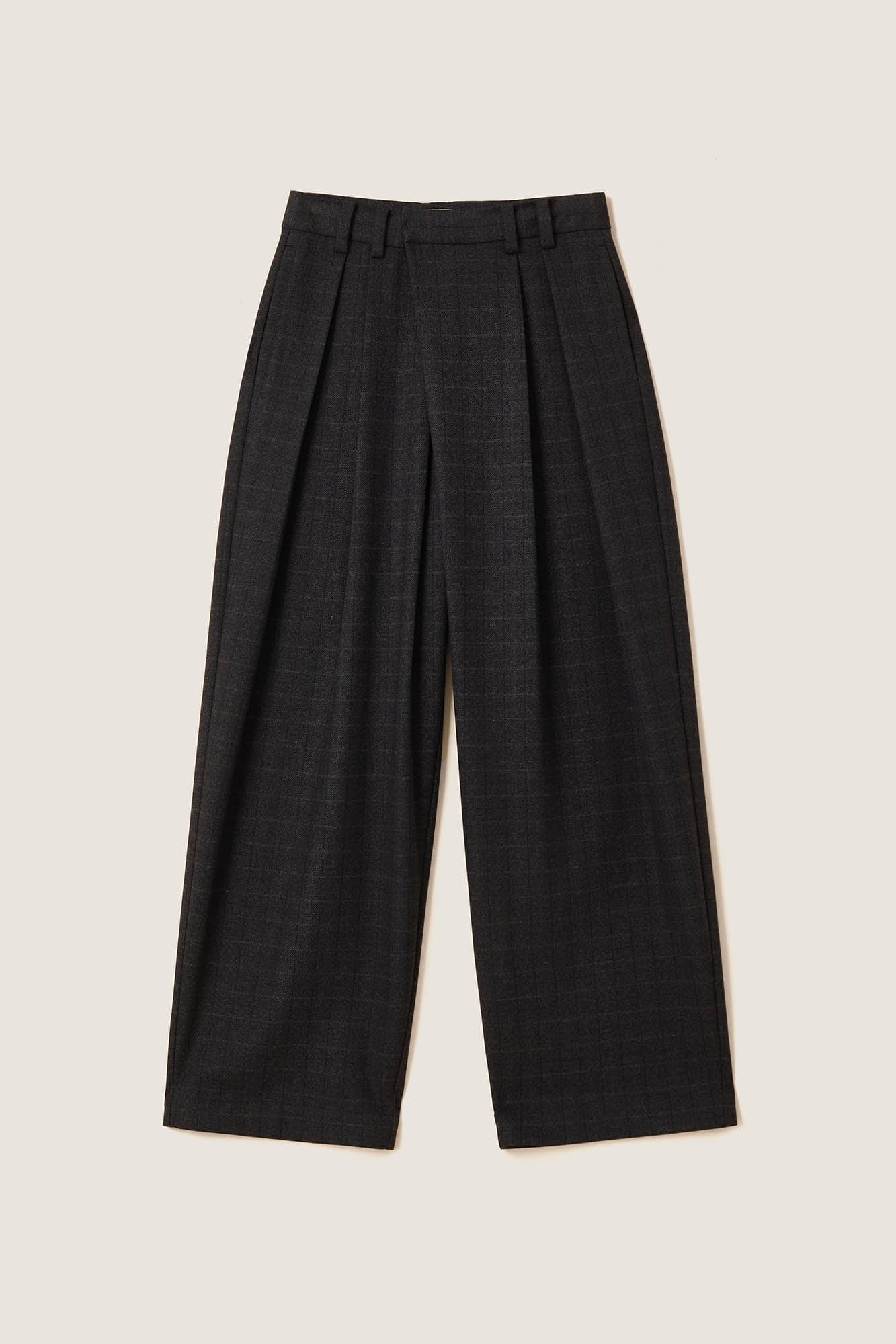 OPICLOTH Plaid Crinkled Wide-Leg Trousers, premium urban and streetwear designers apparel on PROJECTISR.com, OPICLOTH