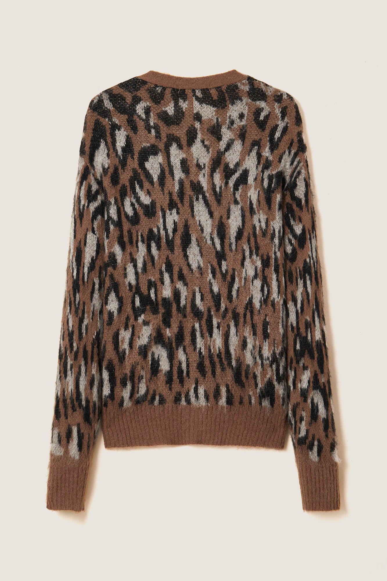 OPICLOTH Leopard Mohair V-Neck Cardigan, premium urban and streetwear designers apparel on PROJECTISR.com, OPICLOTH