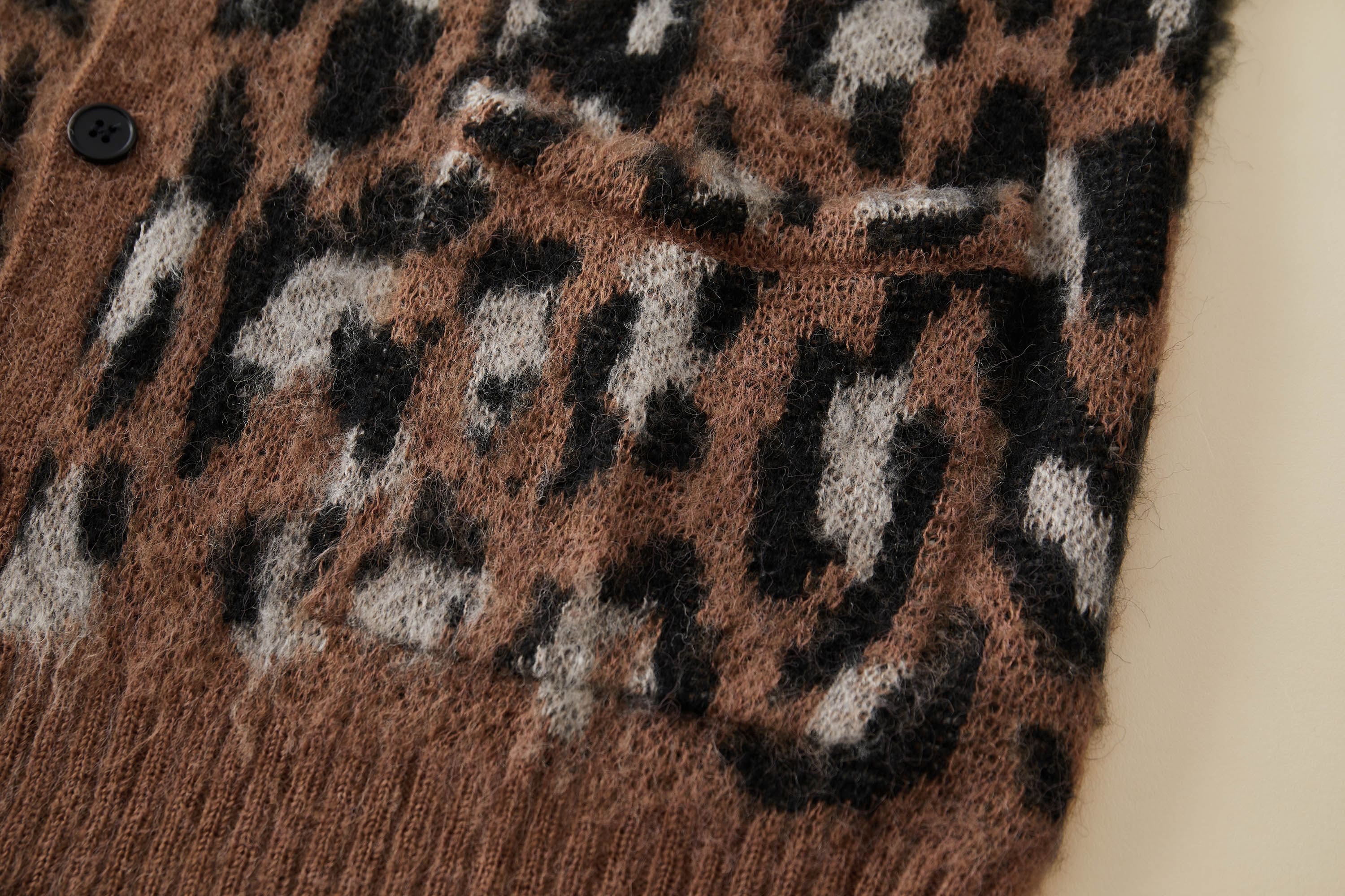 OPICLOTH Leopard Mohair V-Neck Cardigan, premium urban and streetwear designers apparel on PROJECTISR.com, OPICLOTH