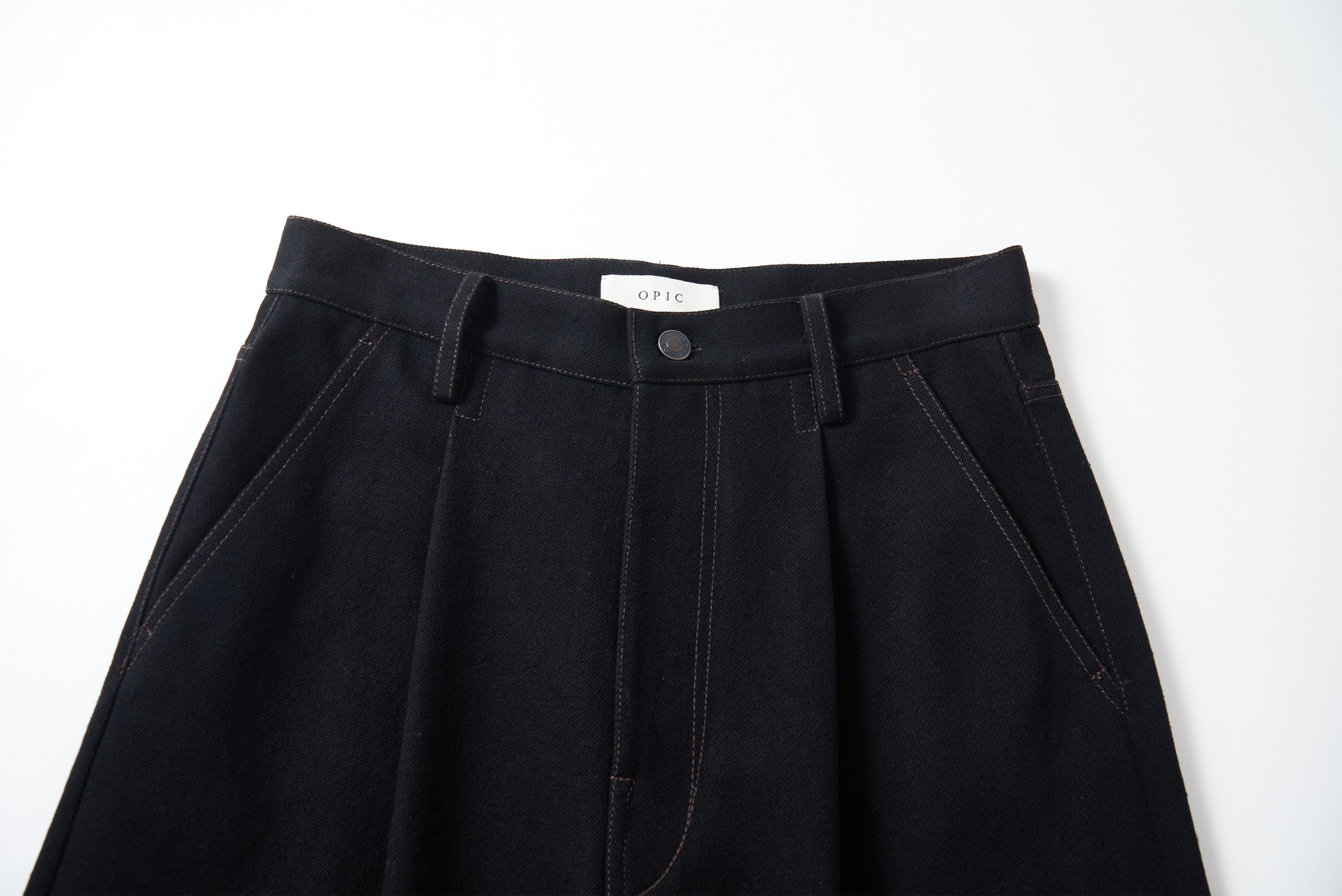 OPICLOTH Washed Contrast Stitch Wide-Leg Jeans, premium urban and streetwear designers apparel on PROJECTISR.com, OPICLOTH