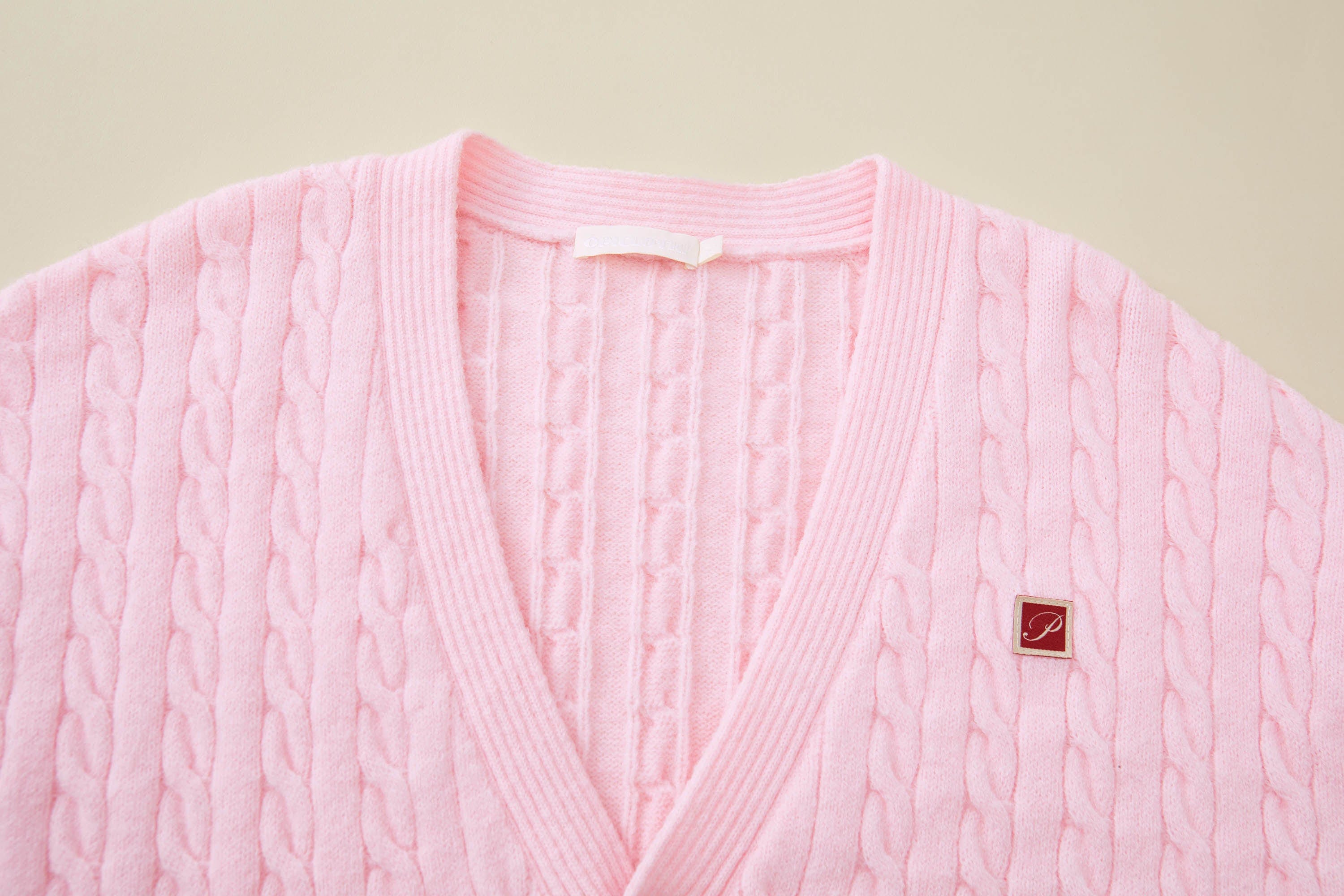 OPICLOTH Cable-Knit V-Neck Button-Up Cardigan, premium urban and streetwear designers apparel on PROJECTISR.com, OPICLOTH