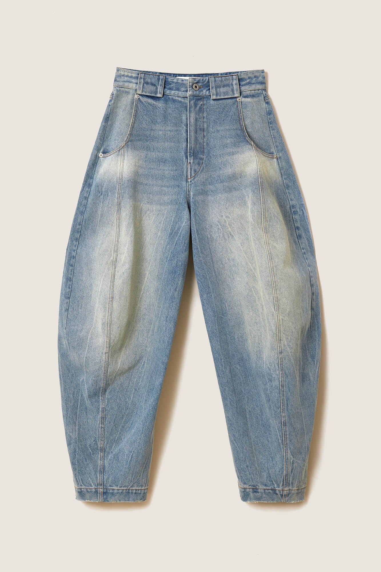 OPICLOTH Distressed Spliced Barrel-Leg Jeans, premium urban and streetwear designers apparel on PROJECTISR.com, OPICLOTH