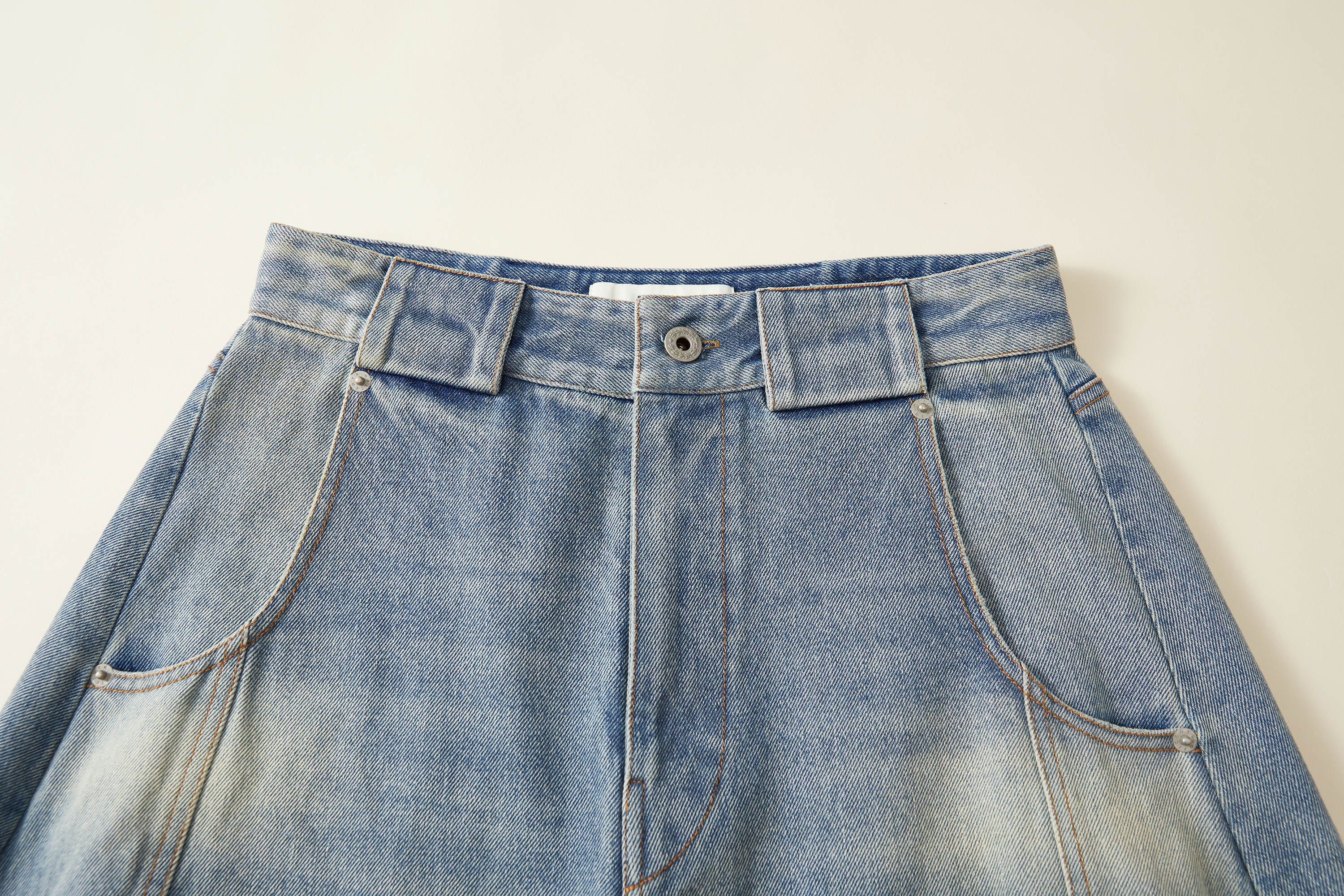OPICLOTH Distressed Spliced Barrel-Leg Jeans, premium urban and streetwear designers apparel on PROJECTISR.com, OPICLOTH