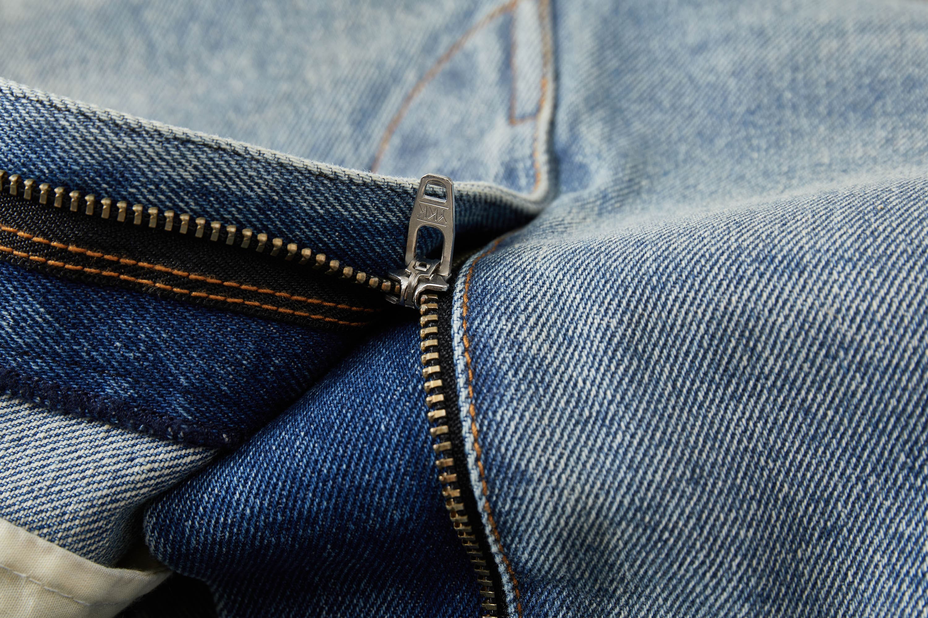 OPICLOTH Distressed Spliced Barrel-Leg Jeans, premium urban and streetwear designers apparel on PROJECTISR.com, OPICLOTH