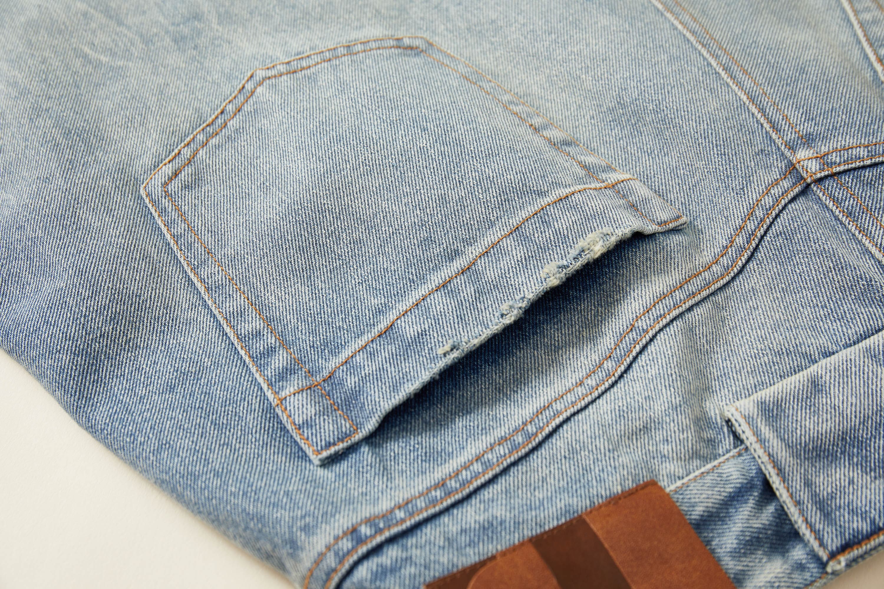 OPICLOTH Distressed Spliced Barrel-Leg Jeans, premium urban and streetwear designers apparel on PROJECTISR.com, OPICLOTH