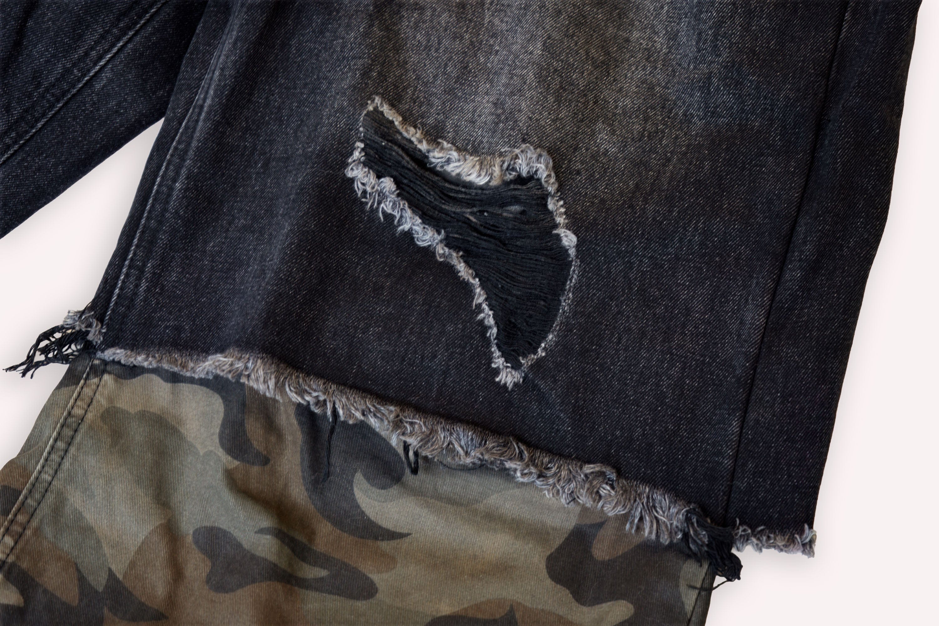 CLP Distressed Layered Camo Cargo Shorts, premium urban and streetwear designers apparel on PROJECTISR.com, CLP