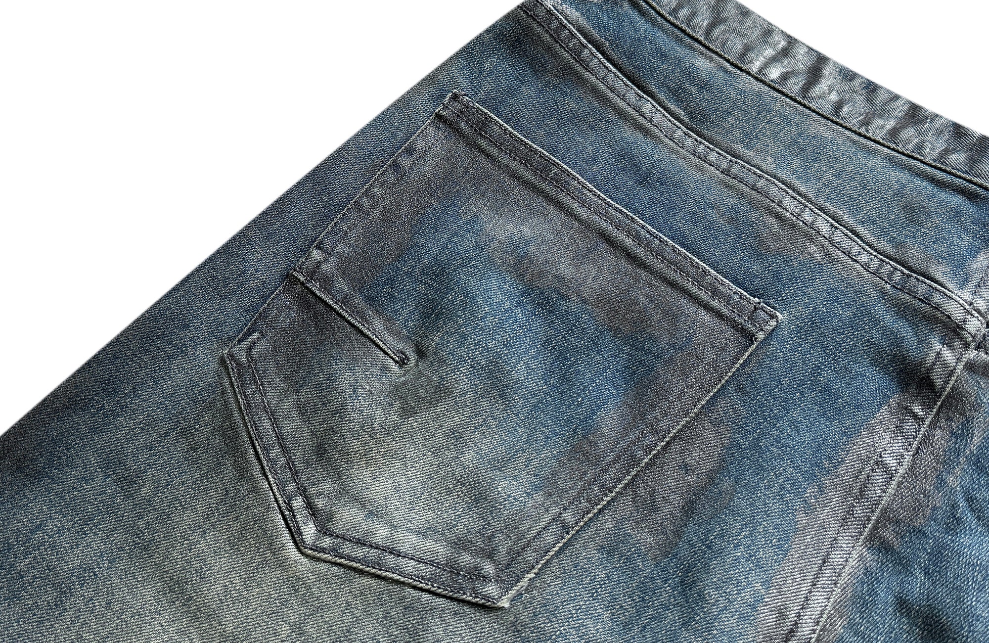 CINDER VEIN Washed Whisker-Effect Spray Paint Straight-Leg Jeans