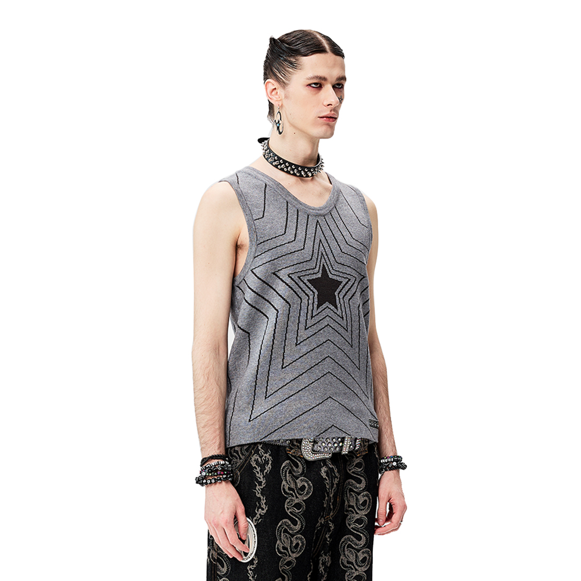 CYCYCY Retro Star Intarsia Knit Vest
