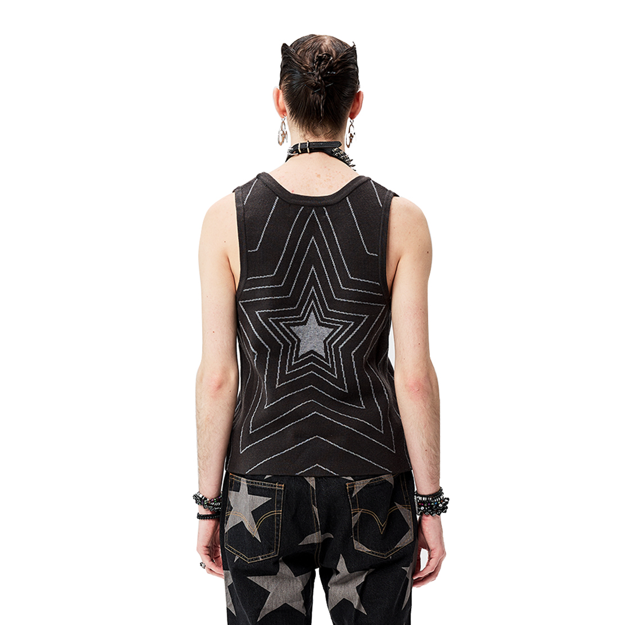 CYCYCY Retro Star Intarsia Knit Vest