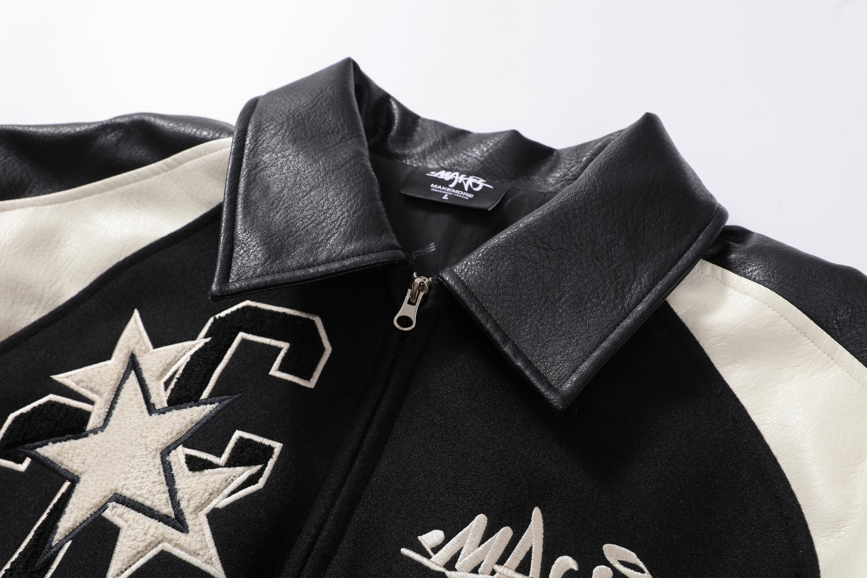 MAKEMORE Contrast Panel LOGO Patch Padded Jacket