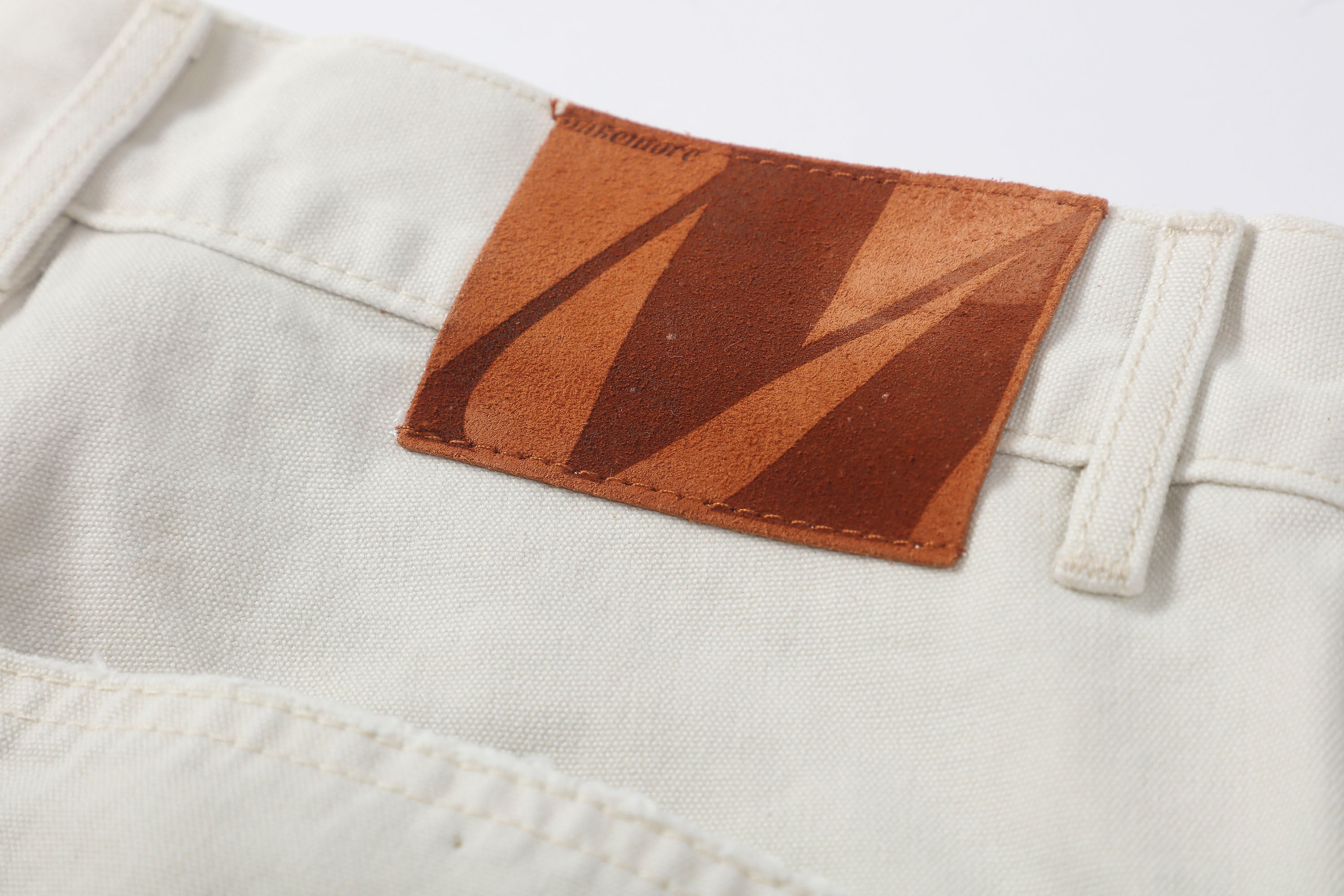 MAKEMORE Distressed Paint-Splattered Double-Knee Jeans White