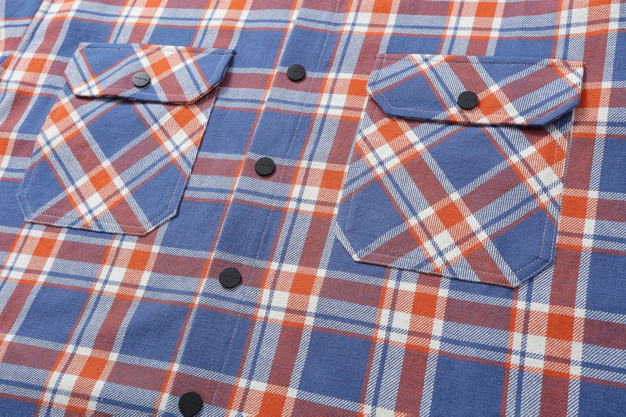 MAKEMORE Flap Pocket Plaid LOGO Patch Shirt, premium urban and streetwear designers apparel on PROJECTISR.com, MAKEMORE