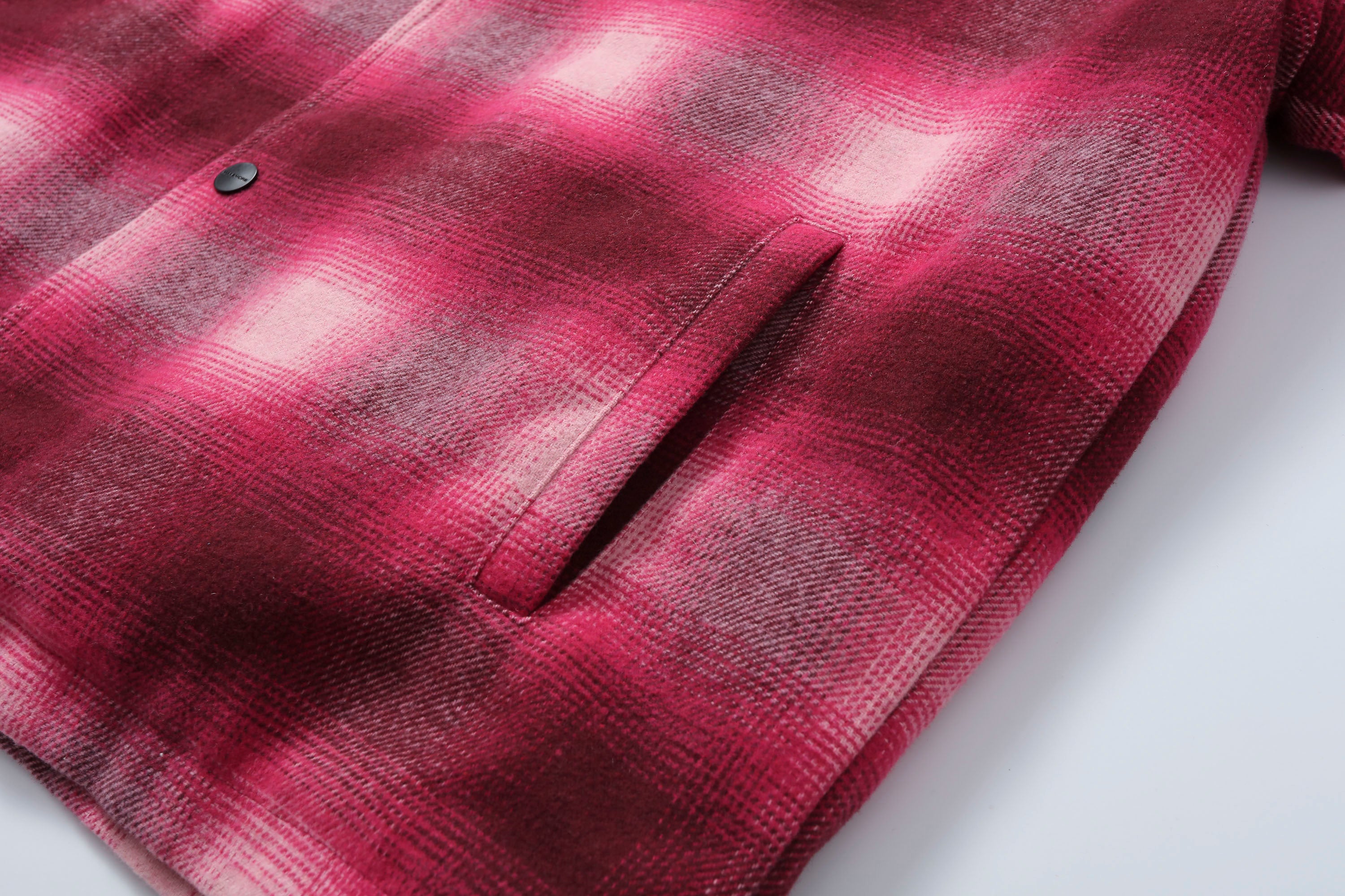 MAKEMORE Detachable Faux Fur Collar Plaid Jacket