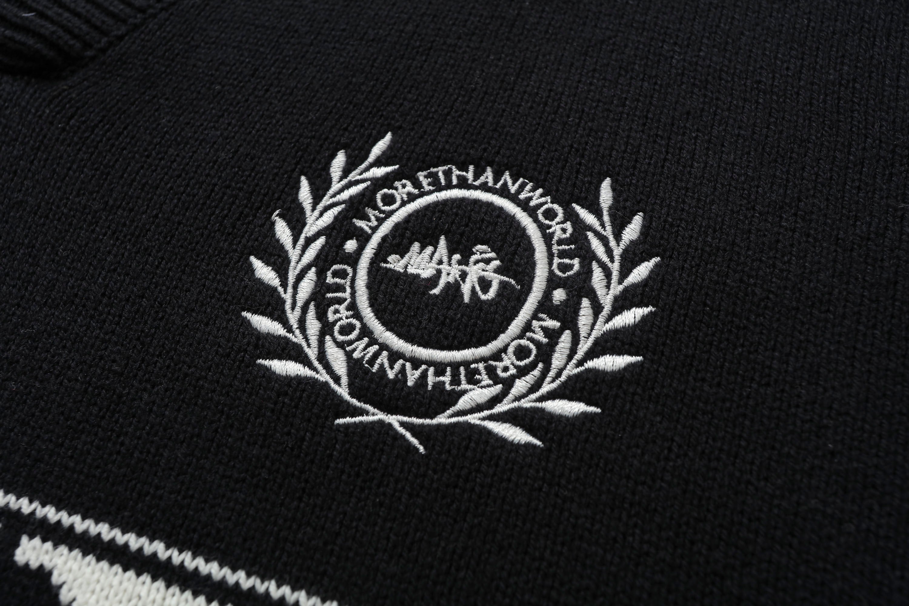 MAKEMORE Varsity Polo Collar Embroidered Badge Sweater