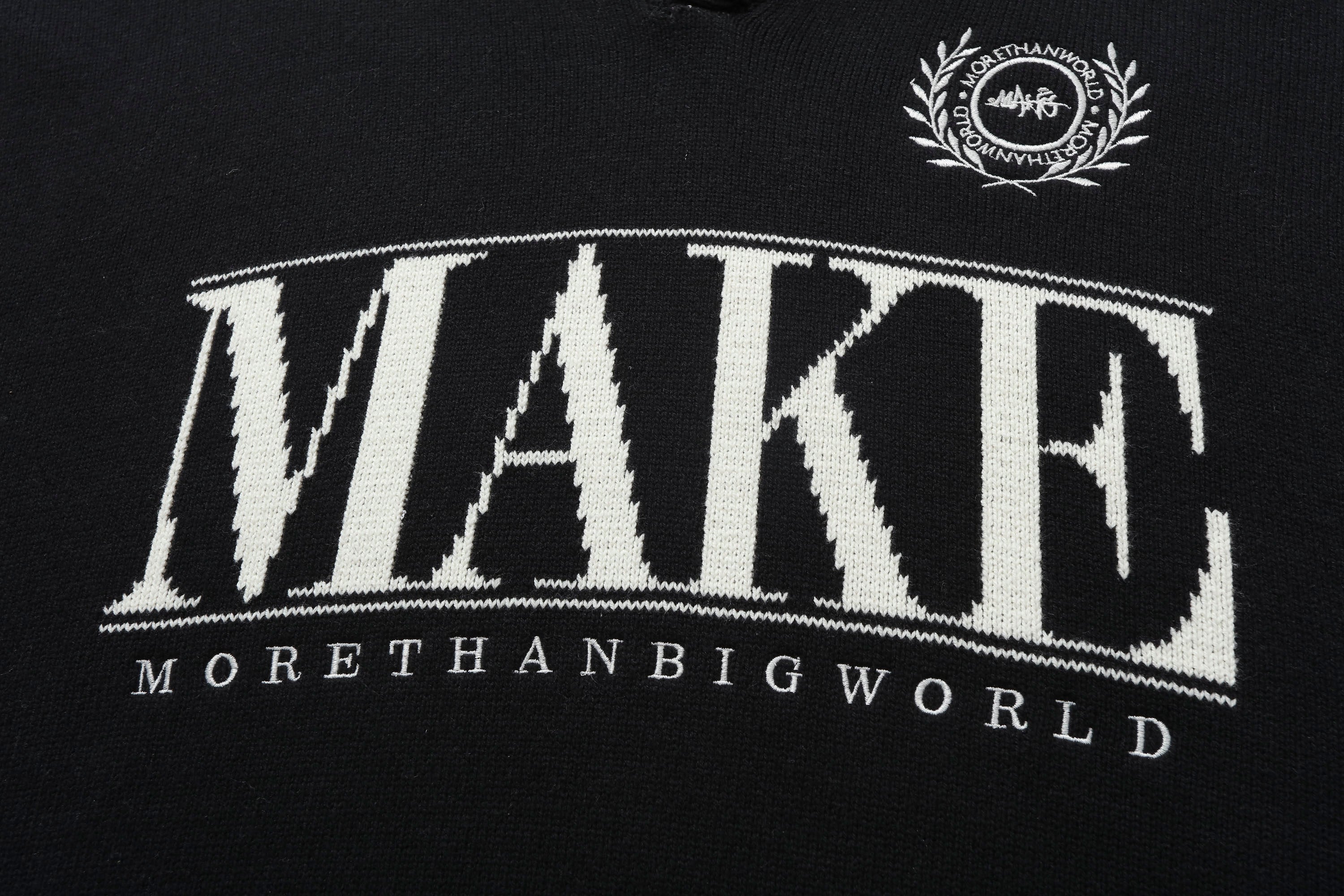 MAKEMORE Varsity Polo Collar Embroidered Badge Sweater