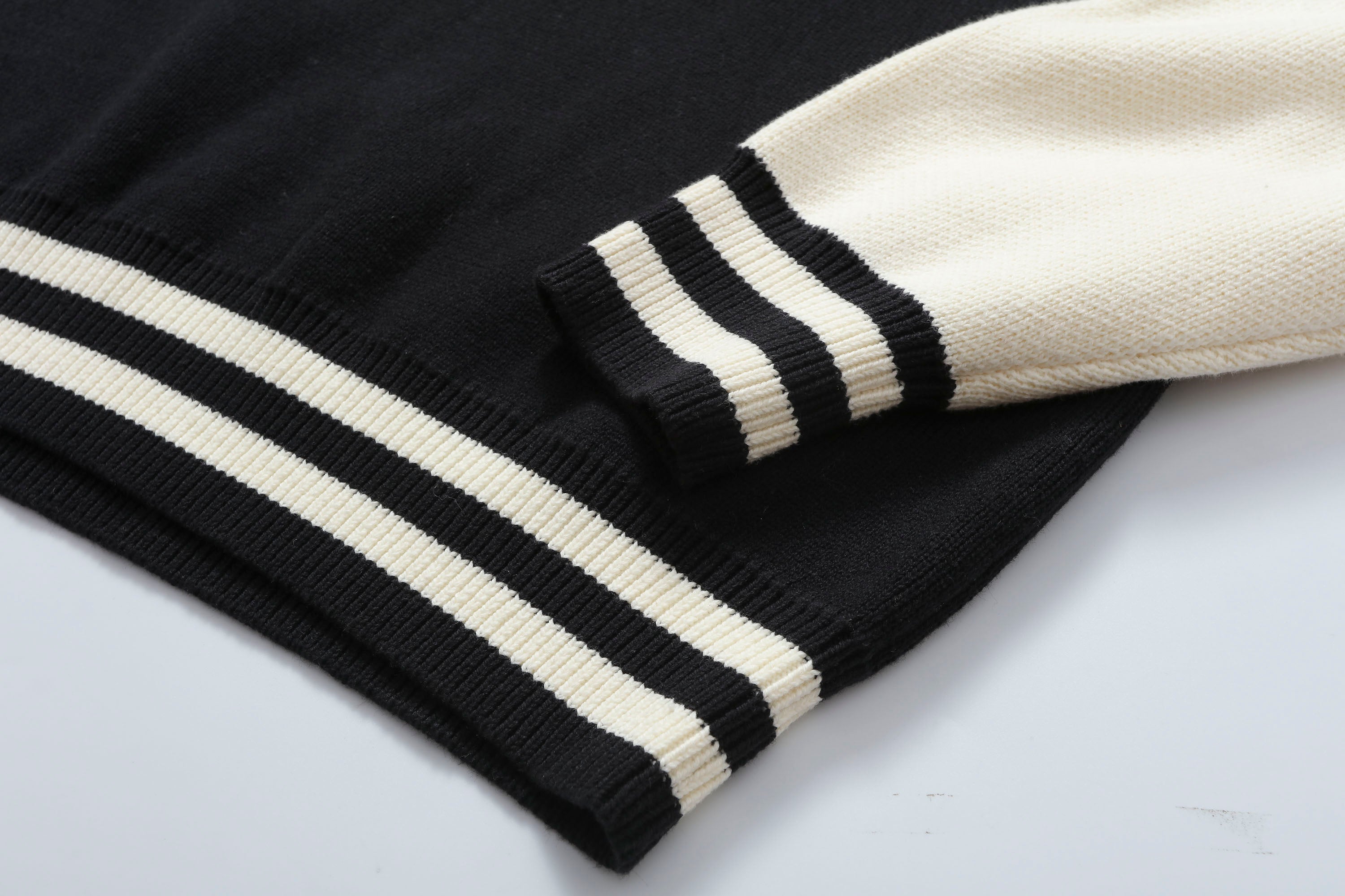 MAKEMORE Varsity Polo Collar Embroidered Badge Sweater