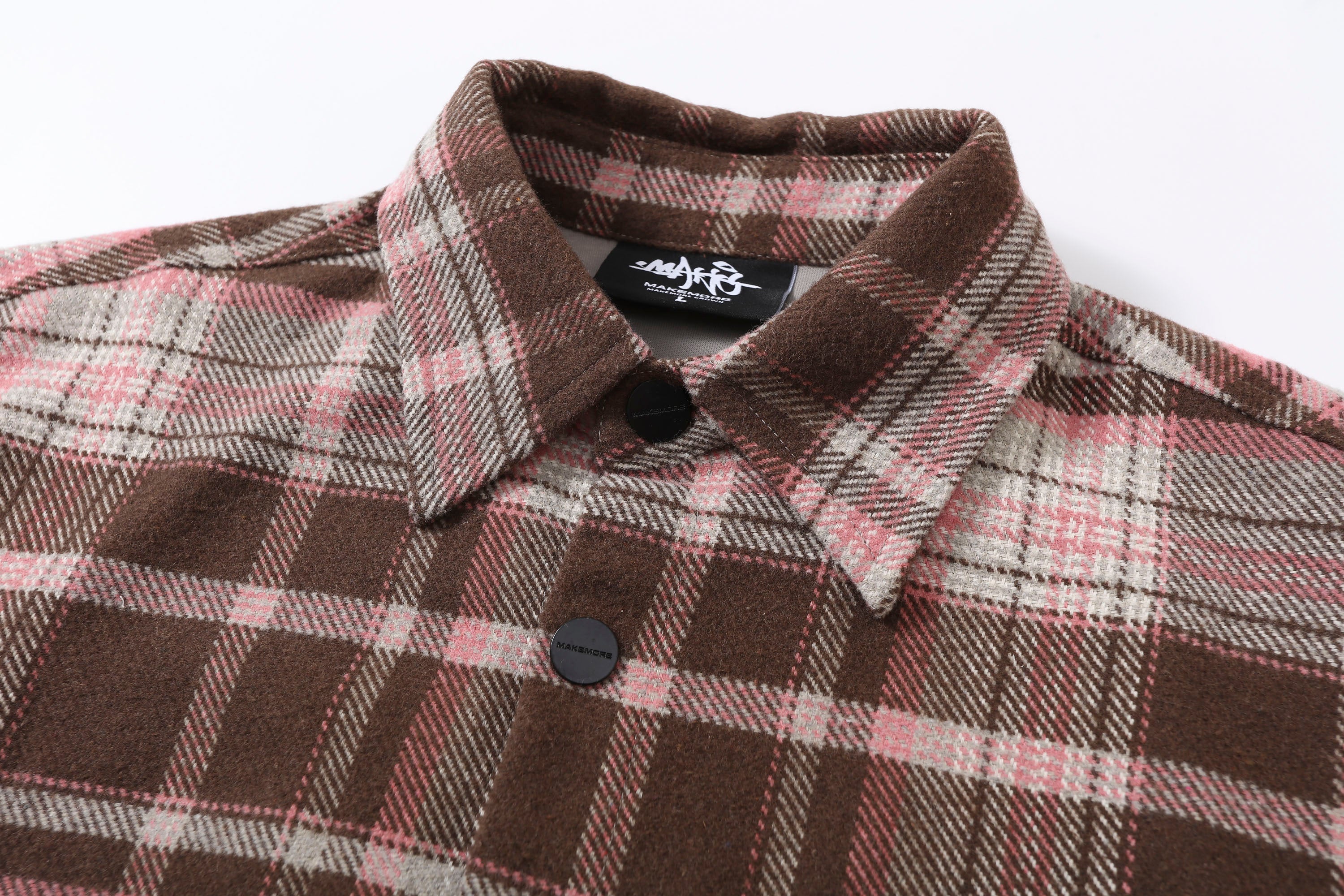 MAKEMORE Plaid Flap Pocket Oversized Shirt