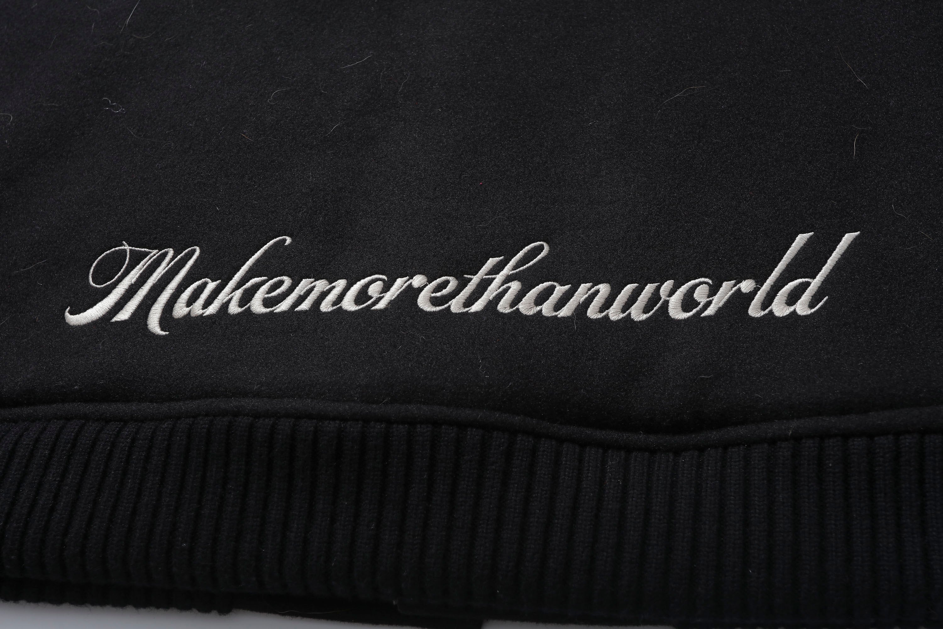 MAKEMORE Gothic Patch PU Sleeve Padded Varsity Jacket