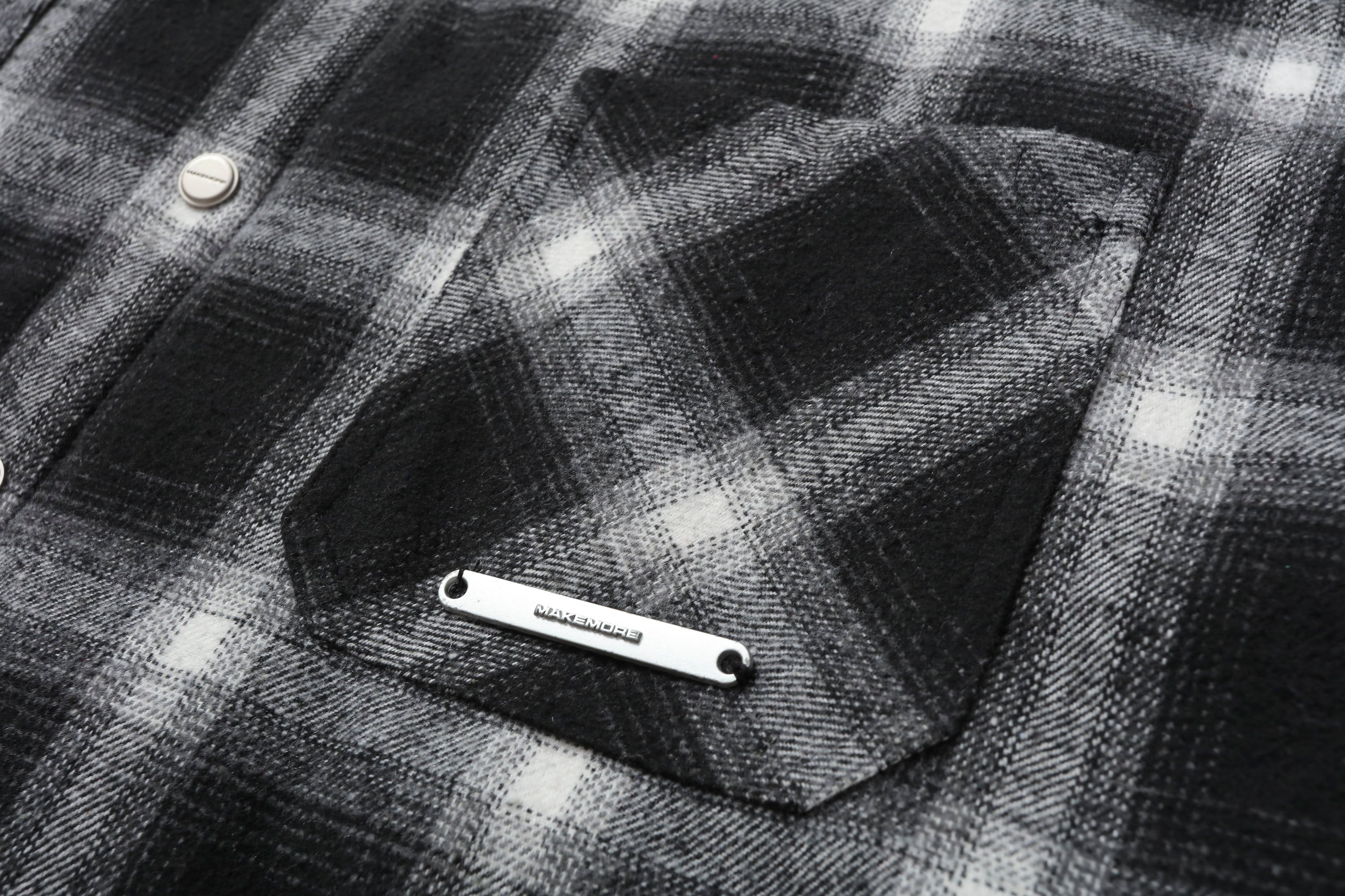 MAKEMORE Plaid Pocket Hooded Insulated Shirt