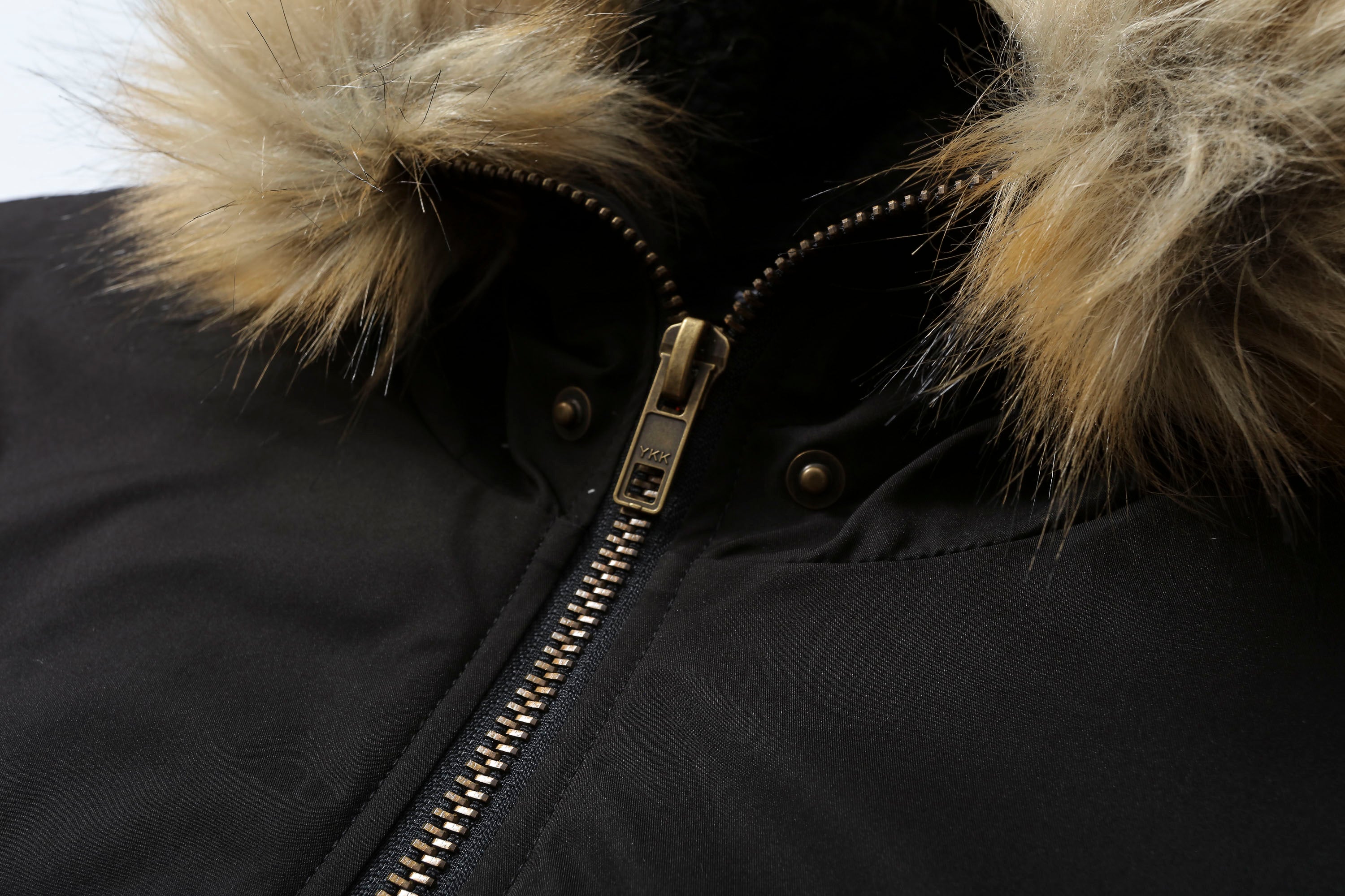 MAKEMORE Detachable Faux Fur Trim Satin Bomber Jacket