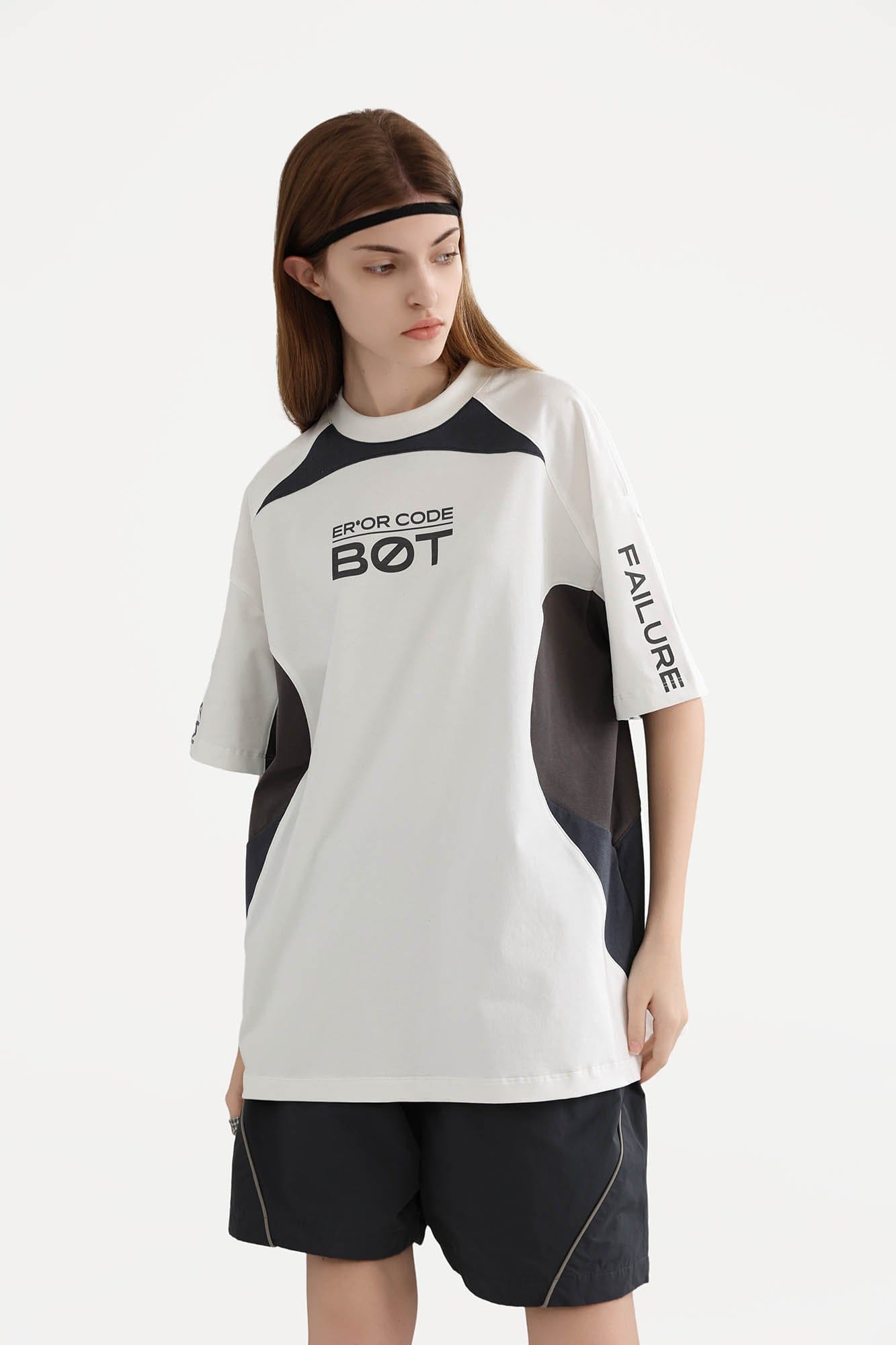ERROR CODE ROBOT Arc Spliced Contrast T-Shirt, premium urban and streetwear designers apparel on PROJECTISR.com, ERROR CODE ROBOT