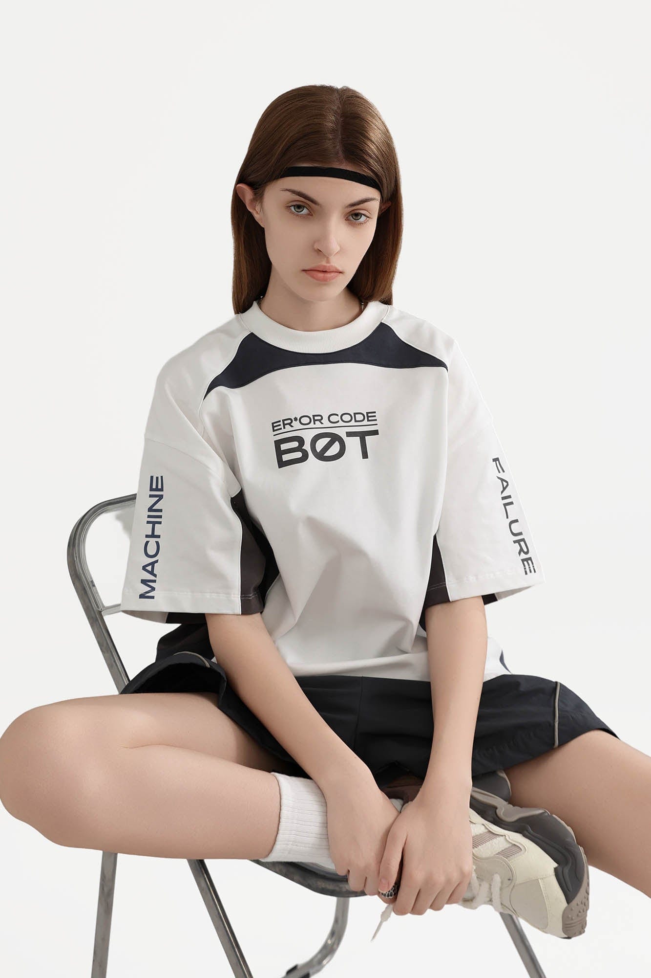 ERROR CODE ROBOT Arc Spliced Contrast T-Shirt, premium urban and streetwear designers apparel on PROJECTISR.com, ERROR CODE ROBOT