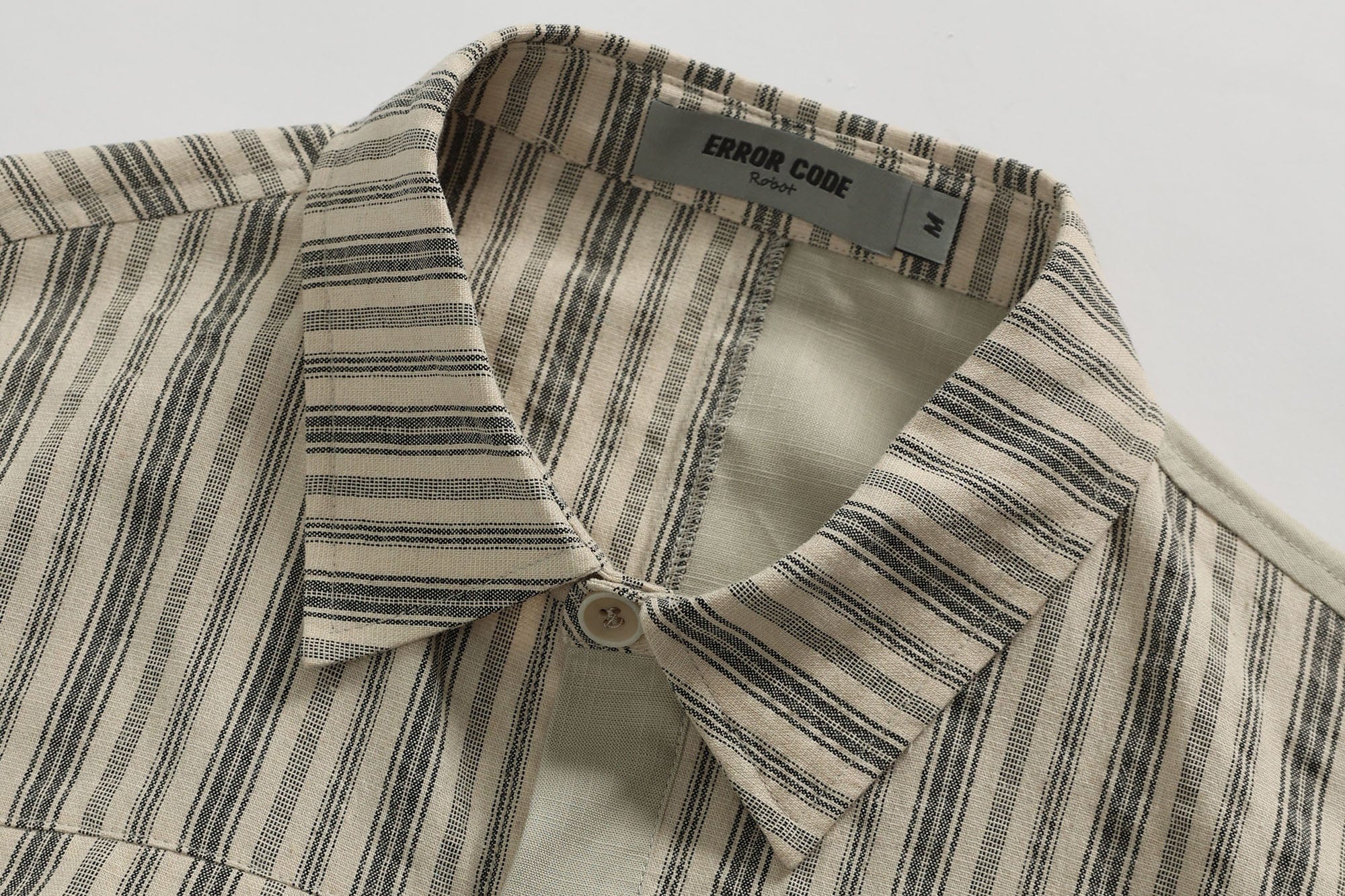 ERROR CODE ROBOT Paneled Striped Spliced Shirt, premium urban and streetwear designers apparel on PROJECTISR.com, ERROR CODE ROBOT