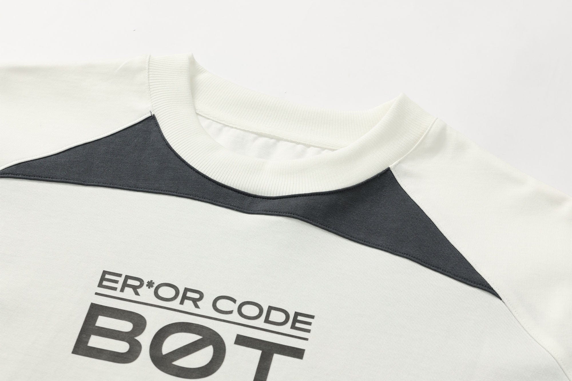 ERROR CODE ROBOT Arc Spliced Contrast T-Shirt, premium urban and streetwear designers apparel on PROJECTISR.com, ERROR CODE ROBOT
