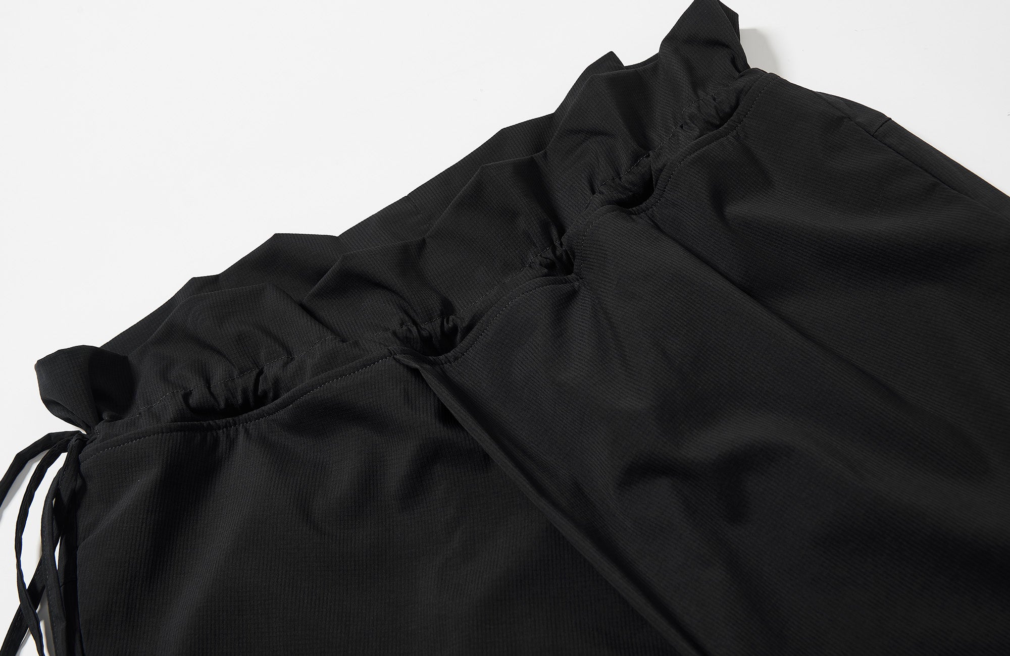 7440 37 1 Asymmetrical Overlay Drawcord Ruffled Waist Trousers, premium urban and streetwear designers apparel on PROJECTISR.com, 7440 37 1