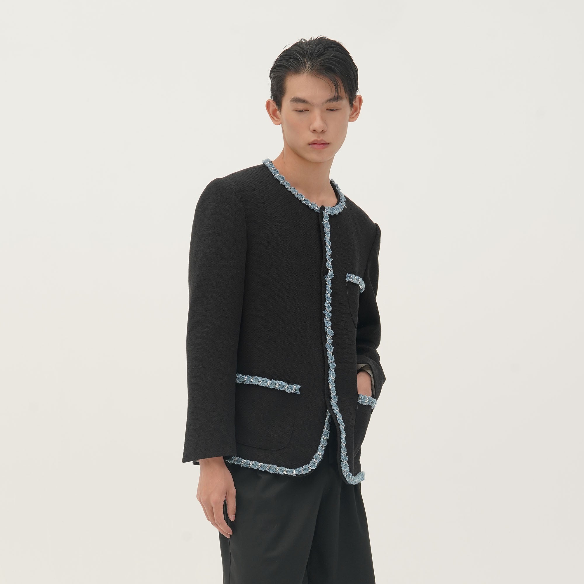 ORAL UTOPIA Tweed Trimmed Edge Jacket, premium urban and streetwear designers apparel on PROJECTISR.com, ORAL UTOPIA