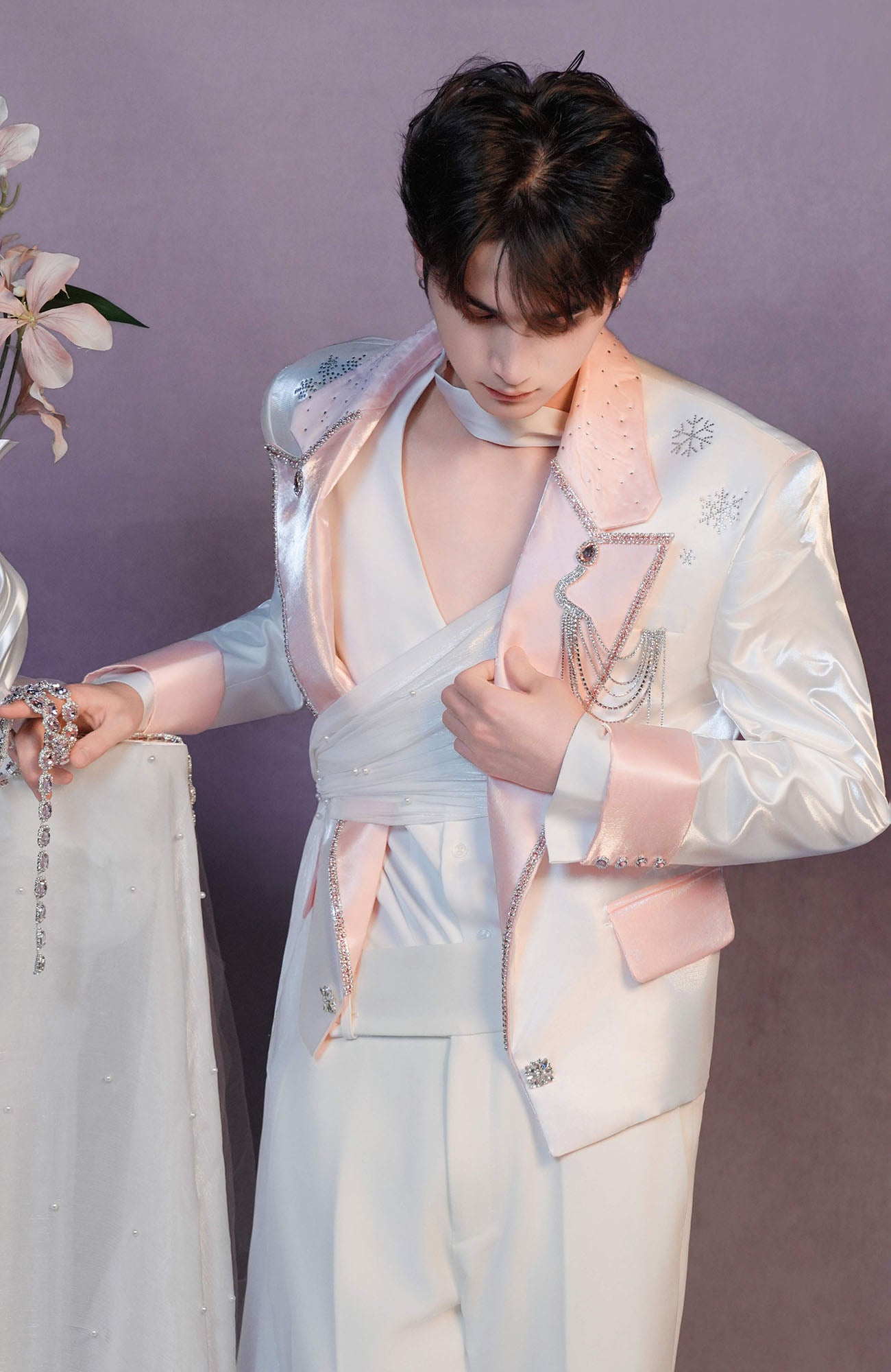 SHANG JIE Asymmetric Draped Tuxedo Blazer