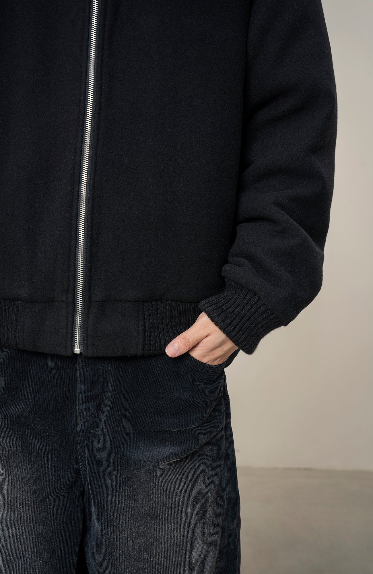 MAKEMORE Studded Collar Wool-Blend Jacket