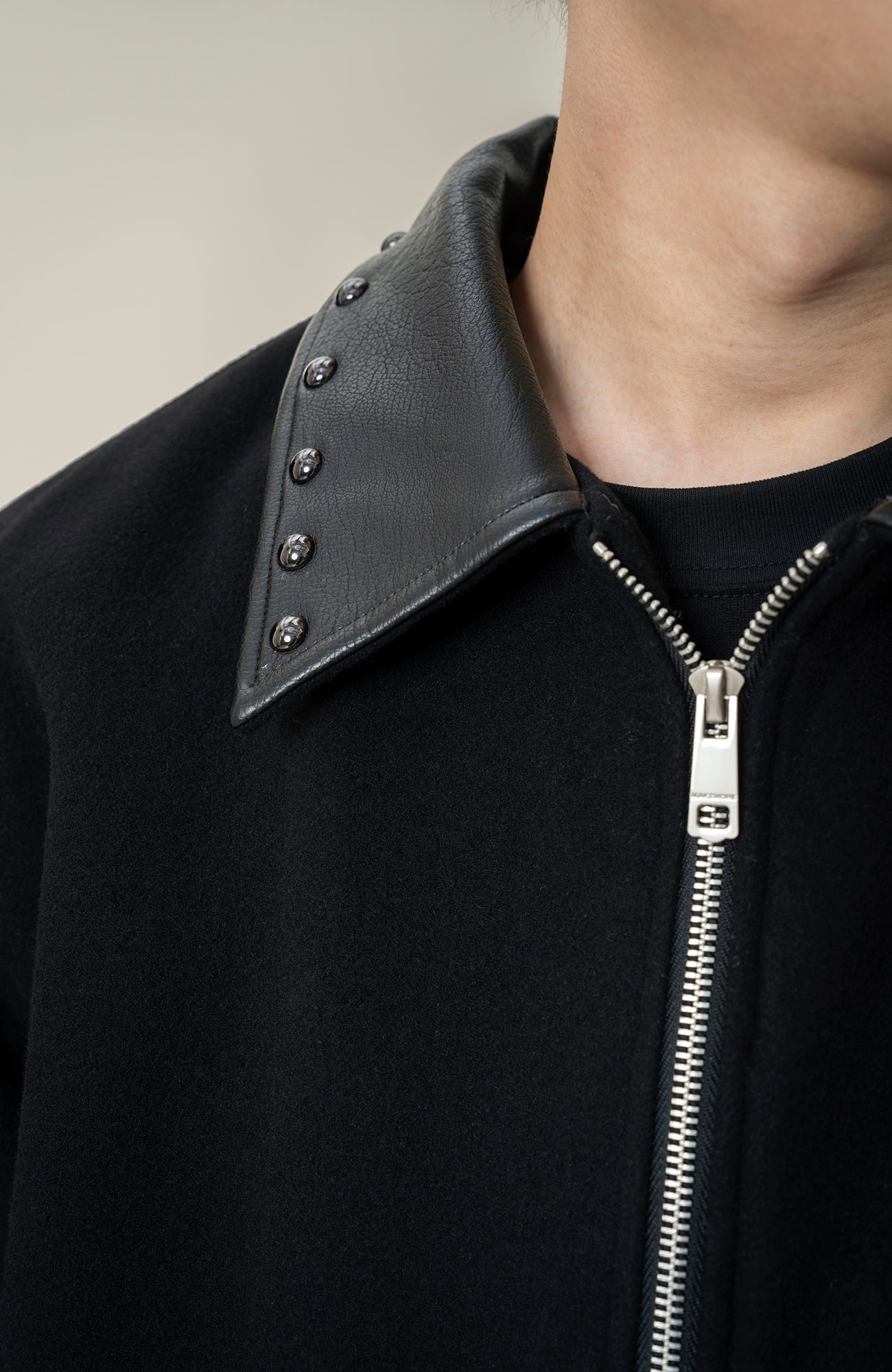 MAKEMORE Studded Collar Wool-Blend Jacket