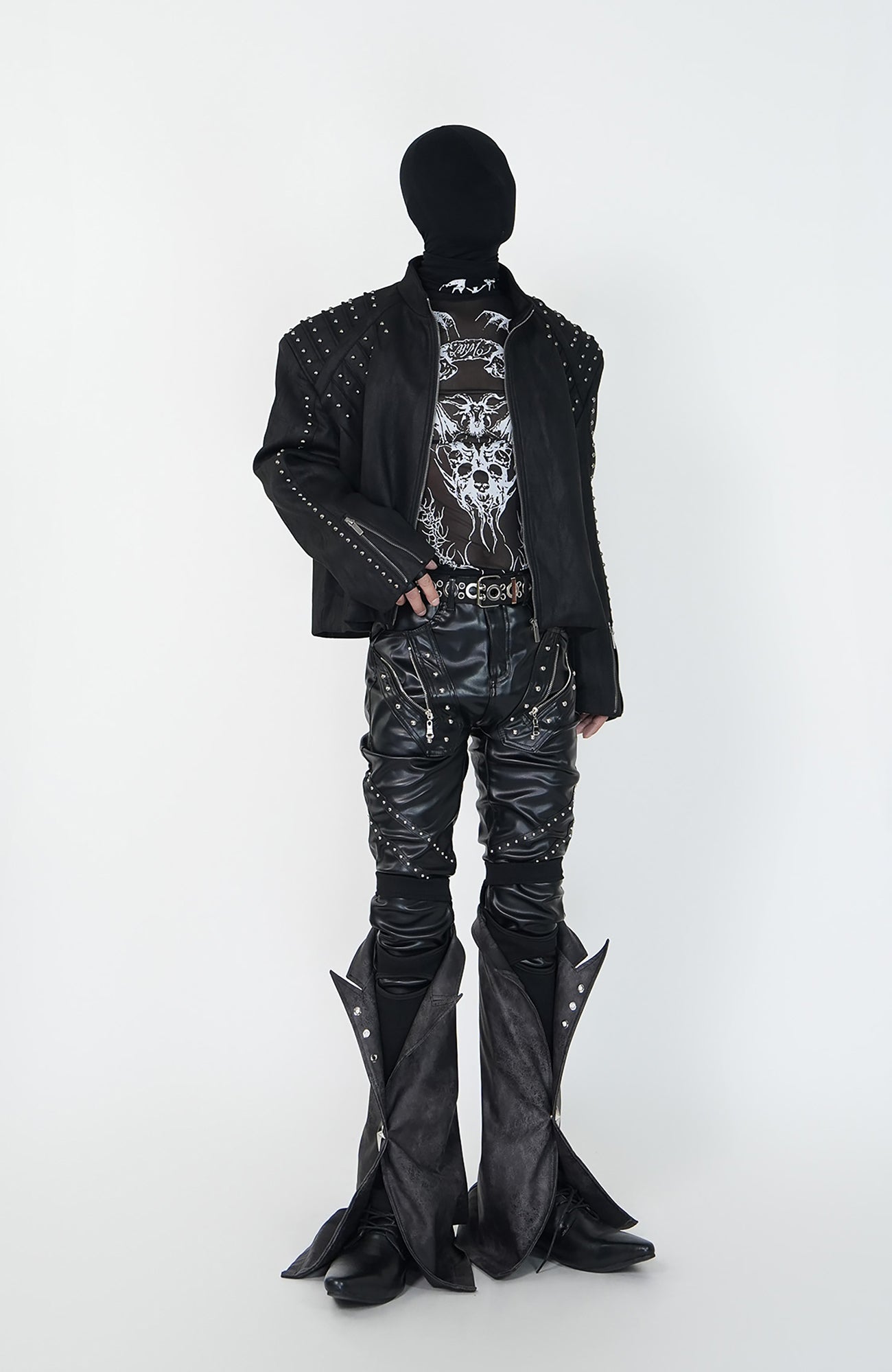 VE2 Convertible Moto Faux Leather Flare Pants