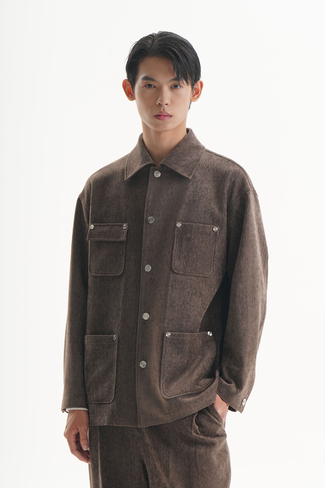 ORAL UTOPIA Snap-Button Multi-Pocket Utility Shirt