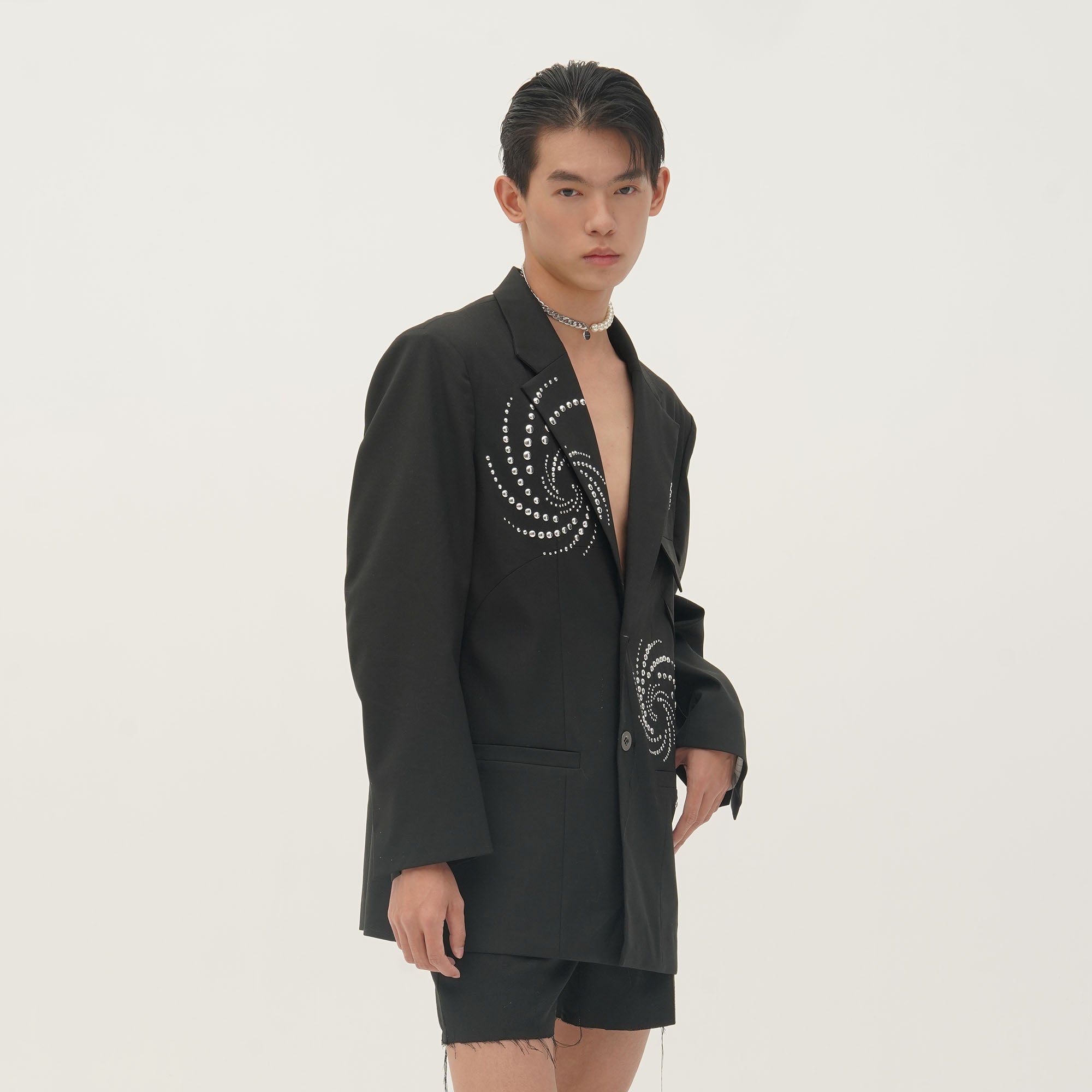 ORAL UTOPIA Spiral Embellished Blazer, premium urban and streetwear designers apparel on PROJECTISR.com, ORAL UTOPIA