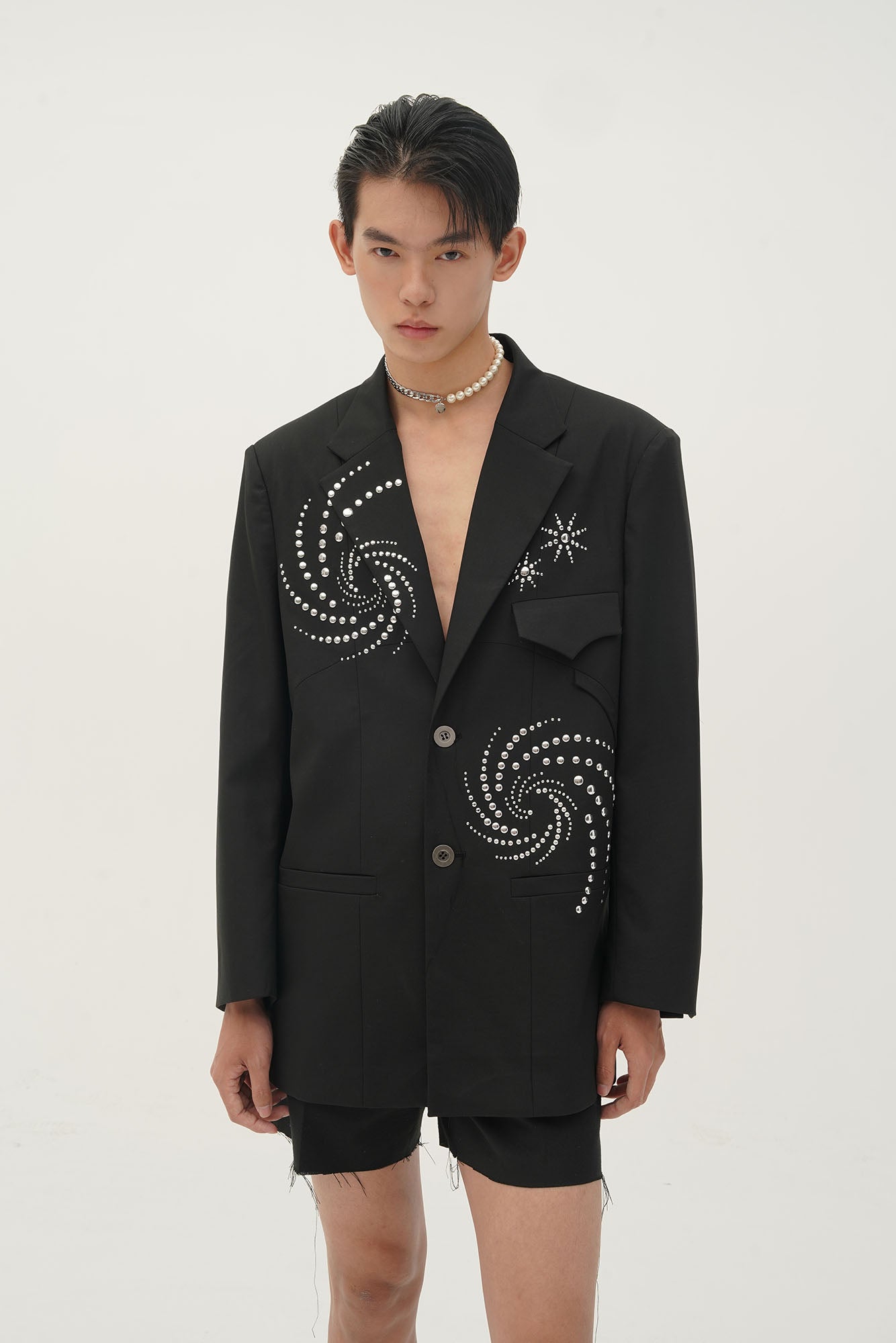 ORAL UTOPIA Spiral Embellished Blazer, premium urban and streetwear designers apparel on PROJECTISR.com, ORAL UTOPIA