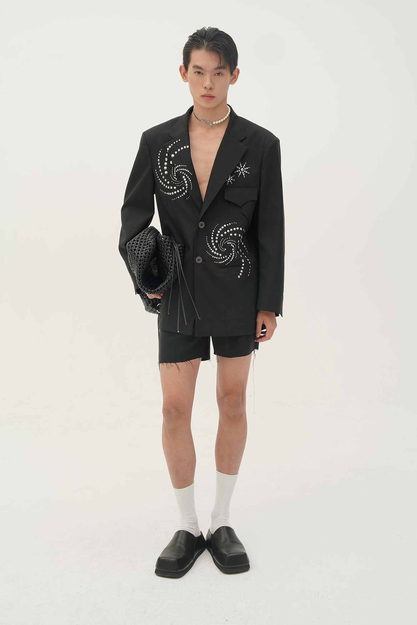 ORAL UTOPIA Spiral Embellished Blazer, premium urban and streetwear designers apparel on PROJECTISR.com, ORAL UTOPIA